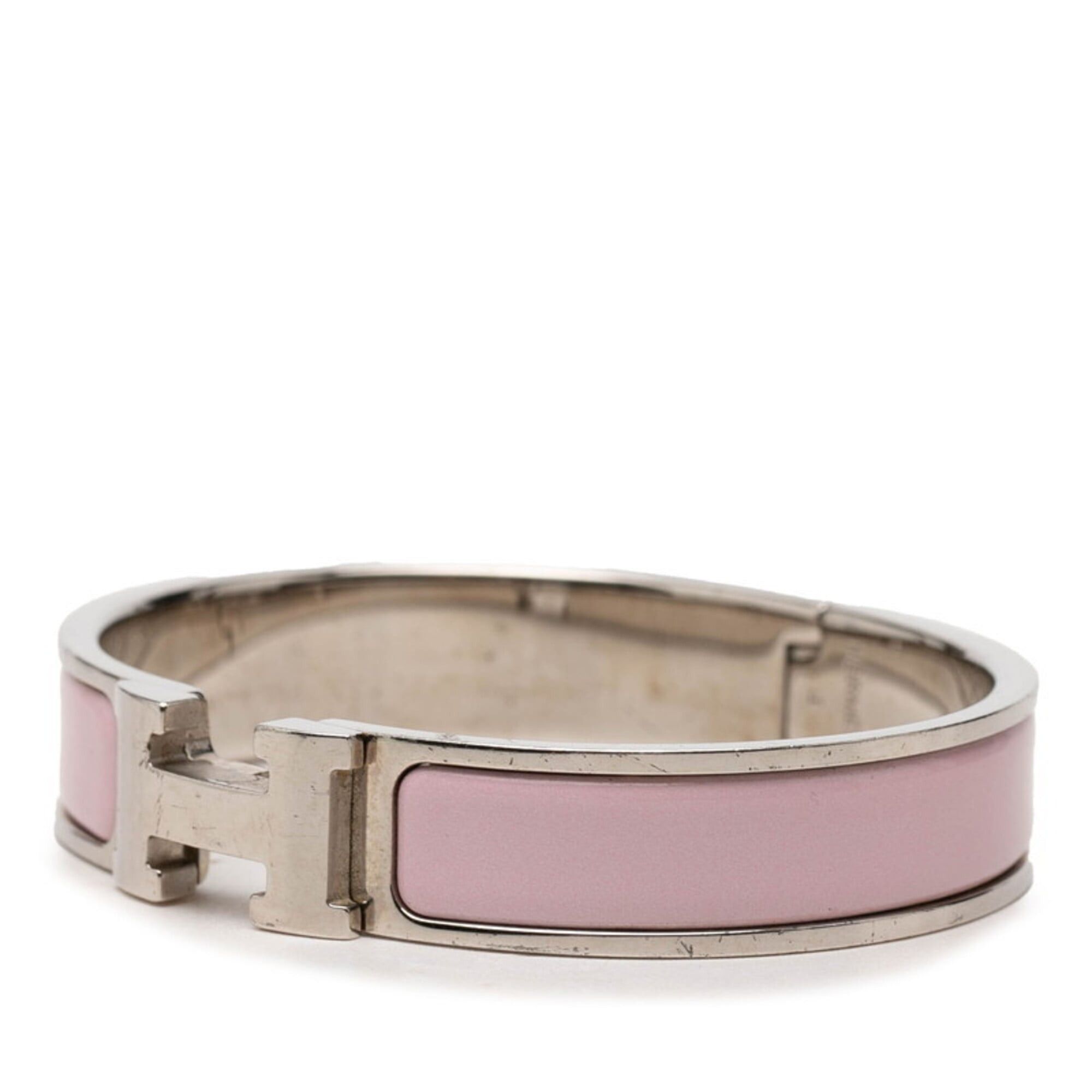 Hermes Hermes Click H PM Bracelet, Silver and Pink Metal Enamel, Women's. Size ONE SIZE - 2 Thumbnail