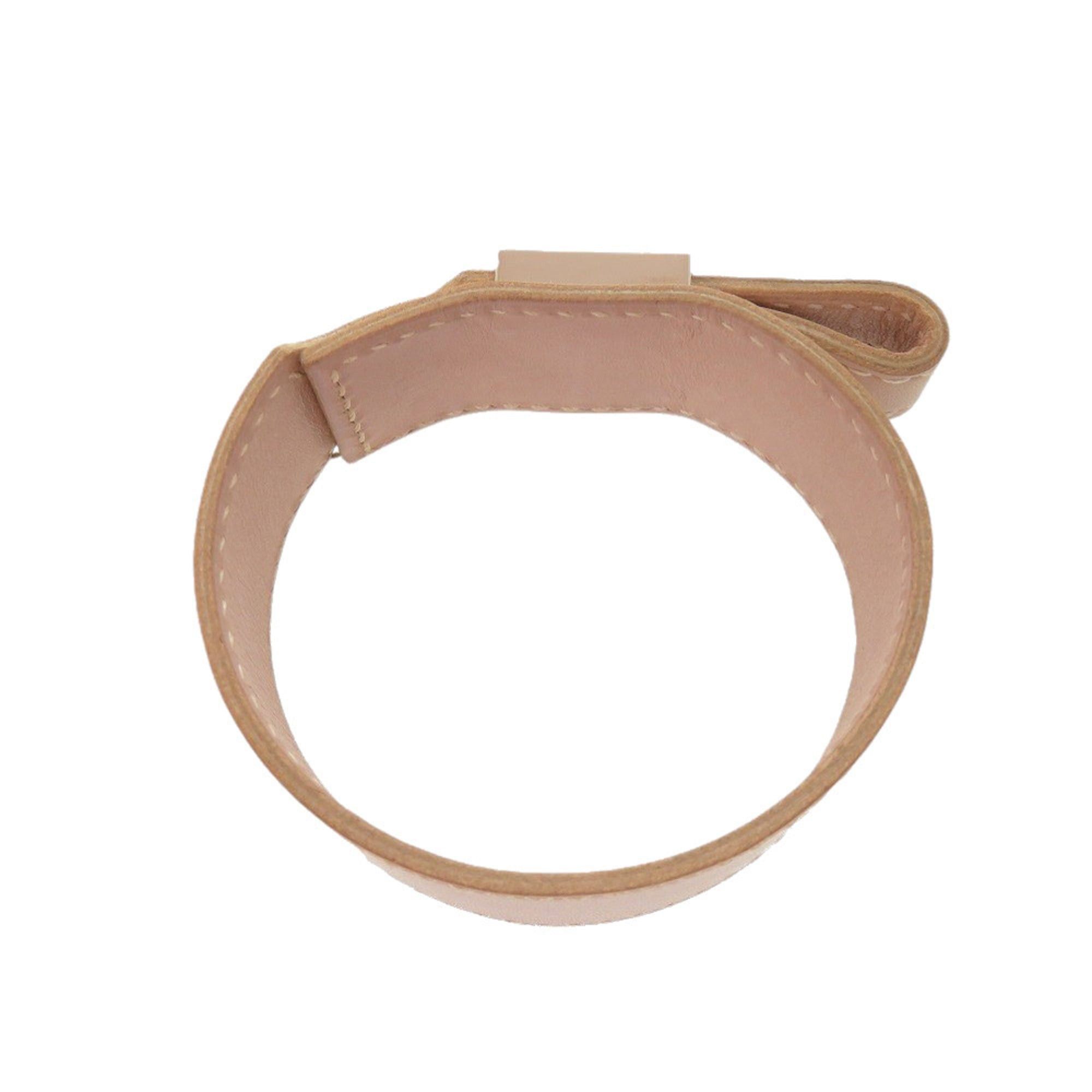 Hermes Excellent condition Hermes Almitemis leather and metal bracelet in pink beige with silver hardware, stamped "F". (0528HERMES) Size ONE SIZE - 4 Thumbnail