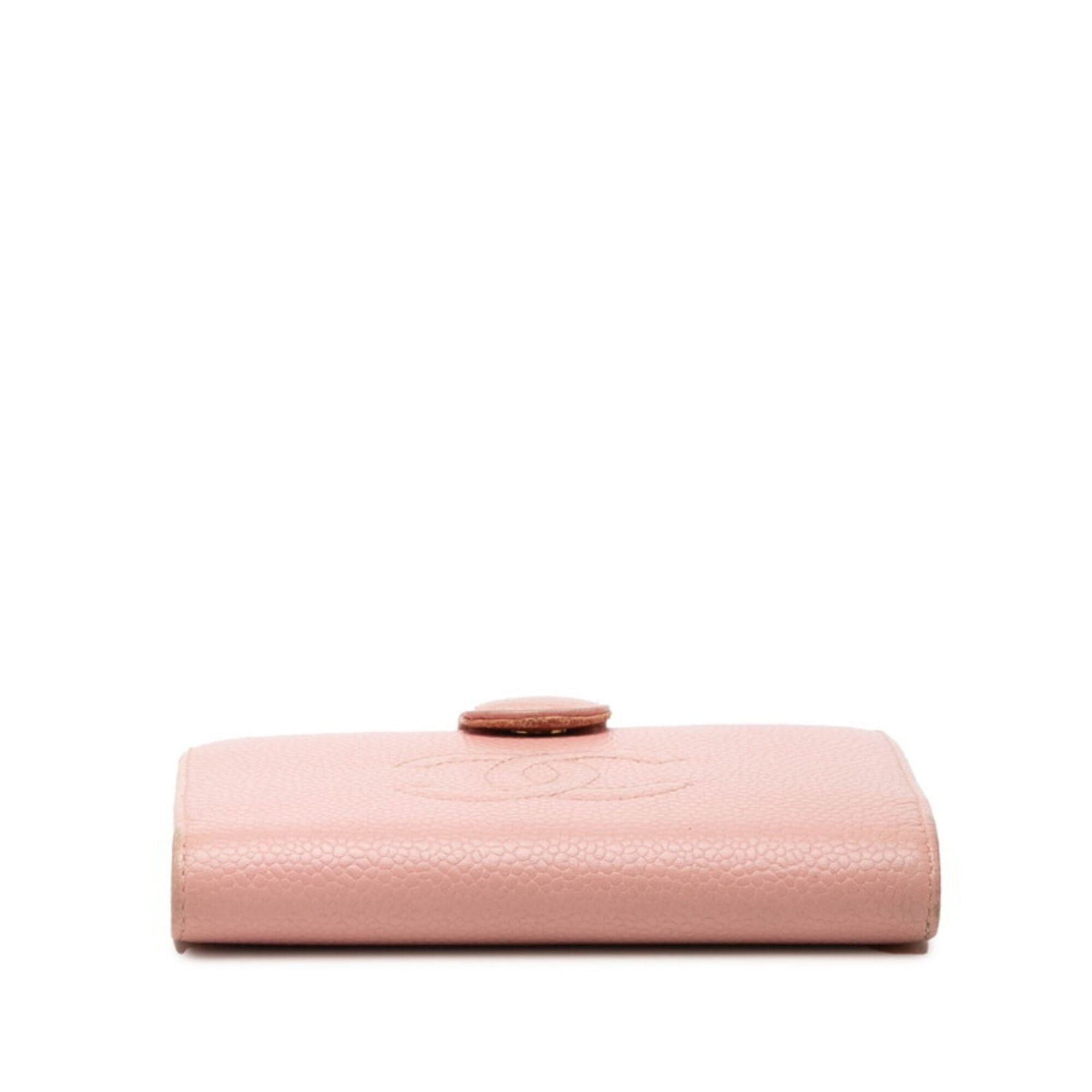 Chanel Chanel Coco Mark Bi-fold Wallet, Pink Caviar Leather, Women's CHANEL Size ONE SIZE - 3 Thumbnail