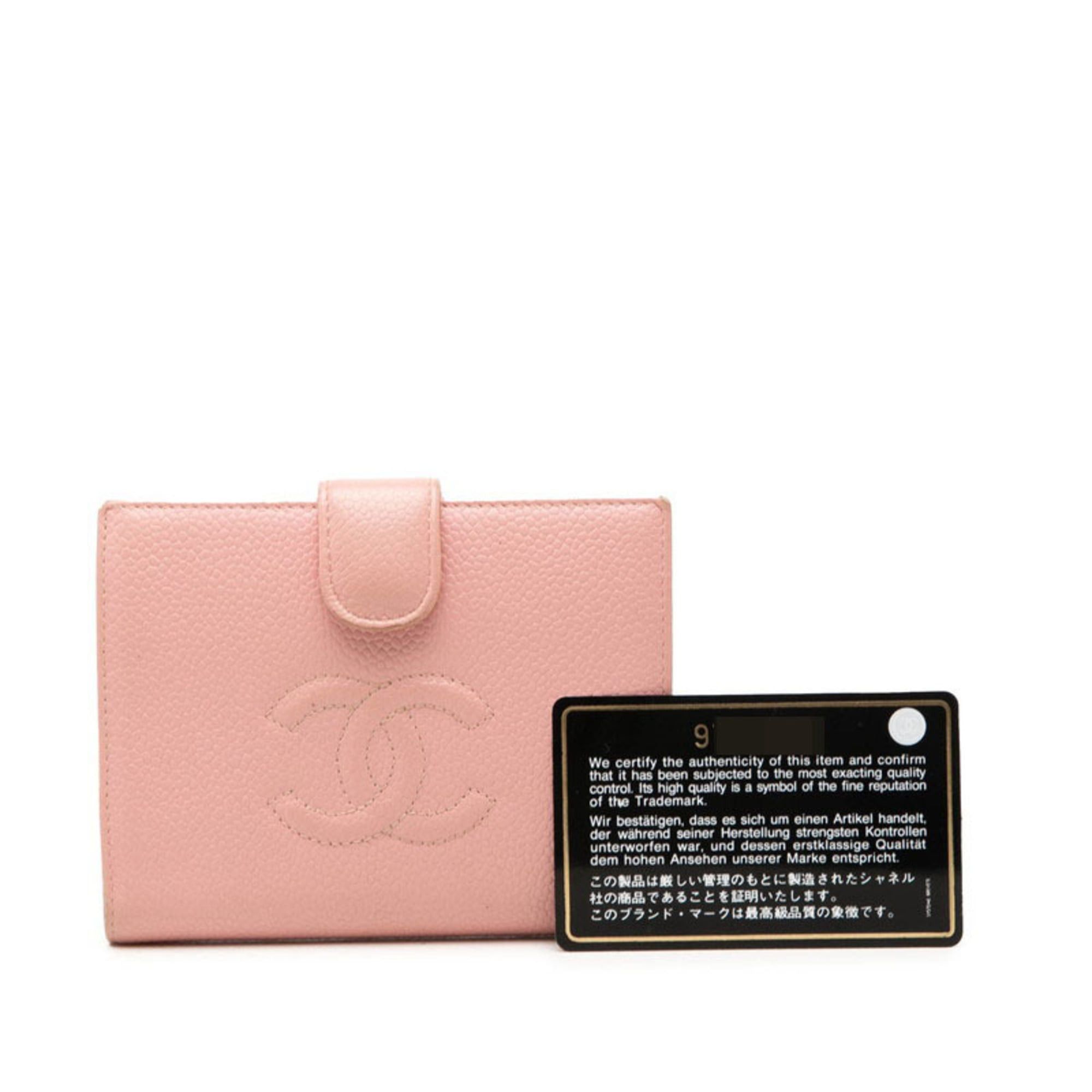 Chanel Chanel Coco Mark Bi-fold Wallet, Pink Caviar Leather, Women's CHANEL Size ONE SIZE - 9 Thumbnail