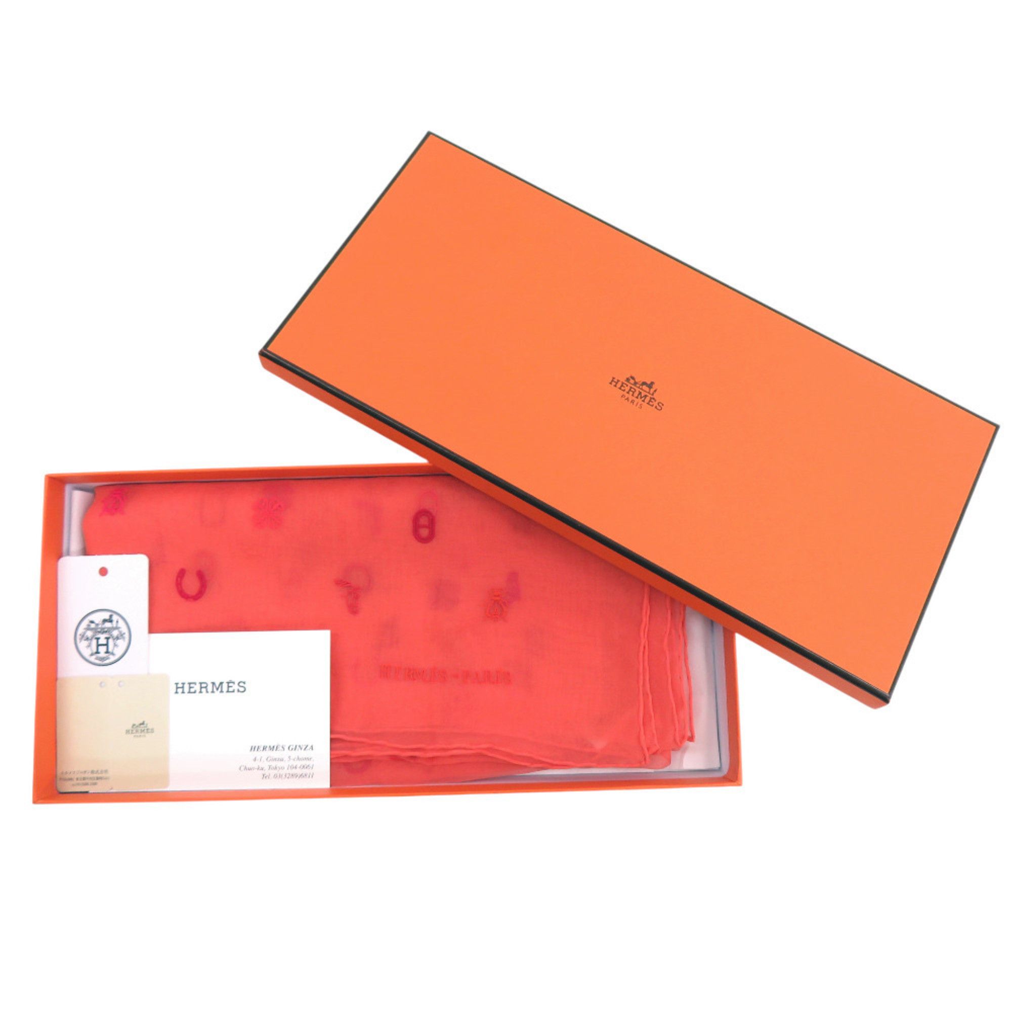 Hermes Excellent condition Hermes Carre 100 Multi-Charm H344141S01 Vermilion Scarf Muffler 1515HERMES Size ONE SIZE - 2 Thumbnail