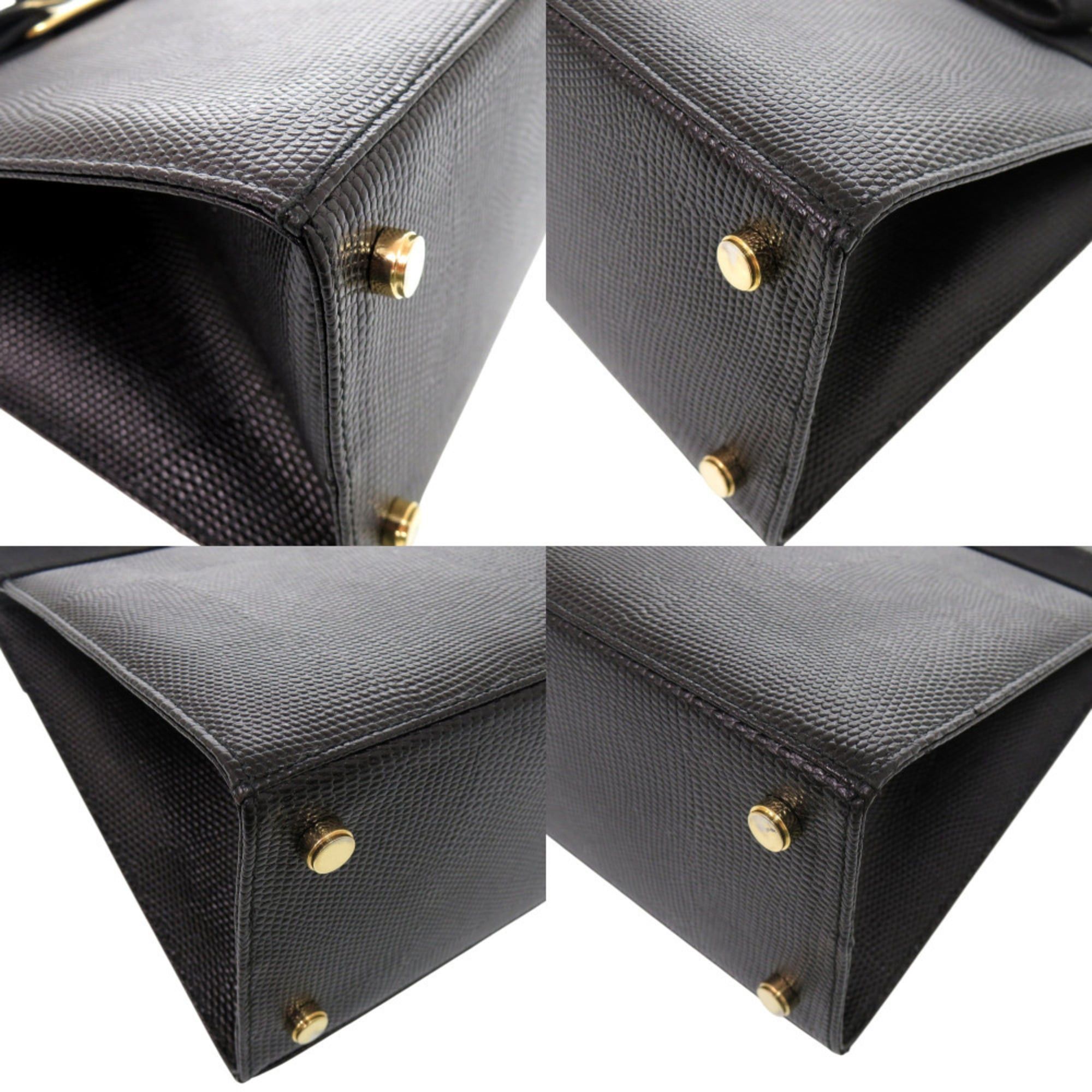 Salvatore Ferragamo Excellent condition Salvatore Ferragamo Vara Ribbon AF-21418 embossed leather black 2-way handbag 0639Salvatore Size ONE SIZE - 5 Thumbnail
