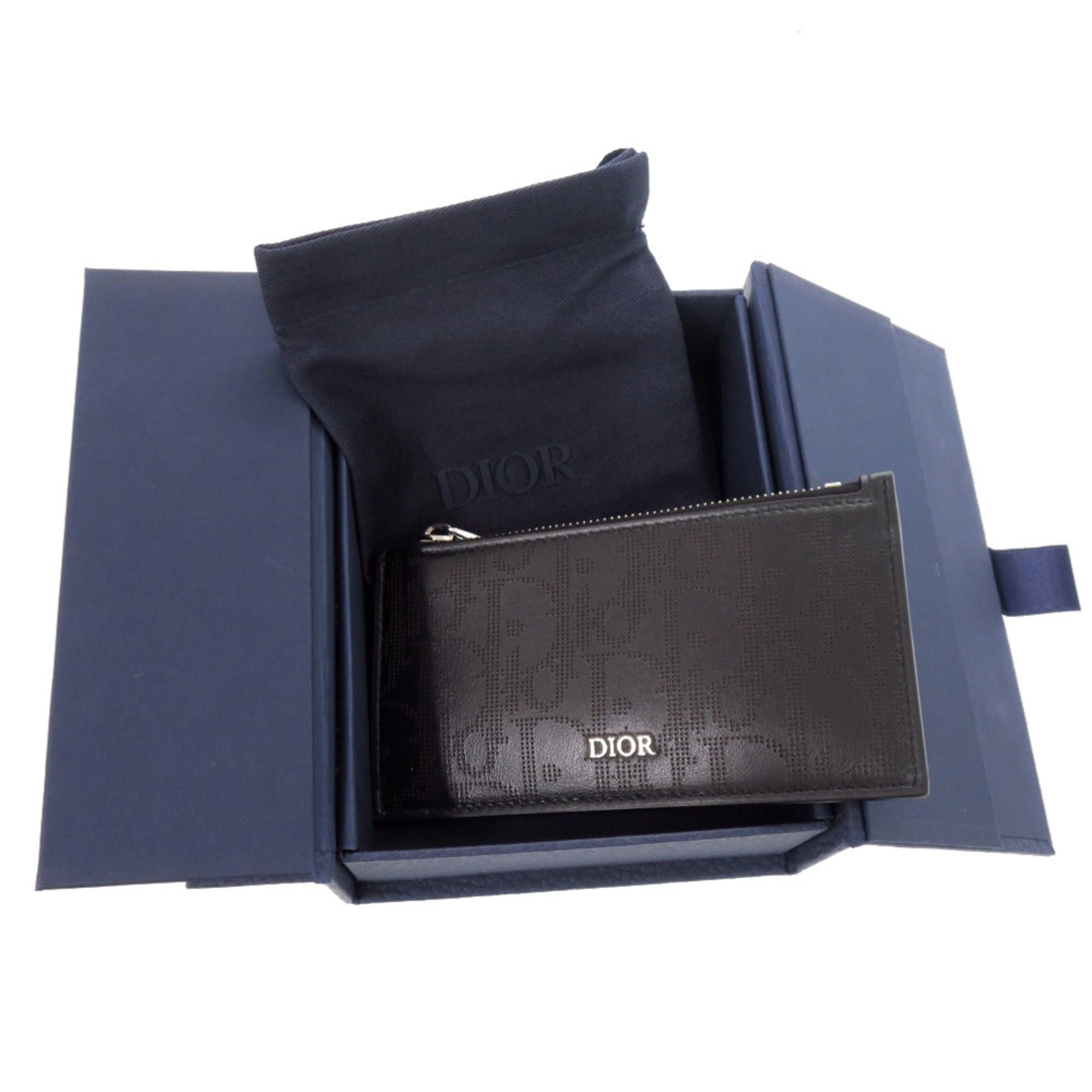 Dior Like New Christian Dior Oblique Galaxy 2ESBC250VPD Leather Black Wallet/Coin Case 0507 Size ONE SIZE - 2 Thumbnail