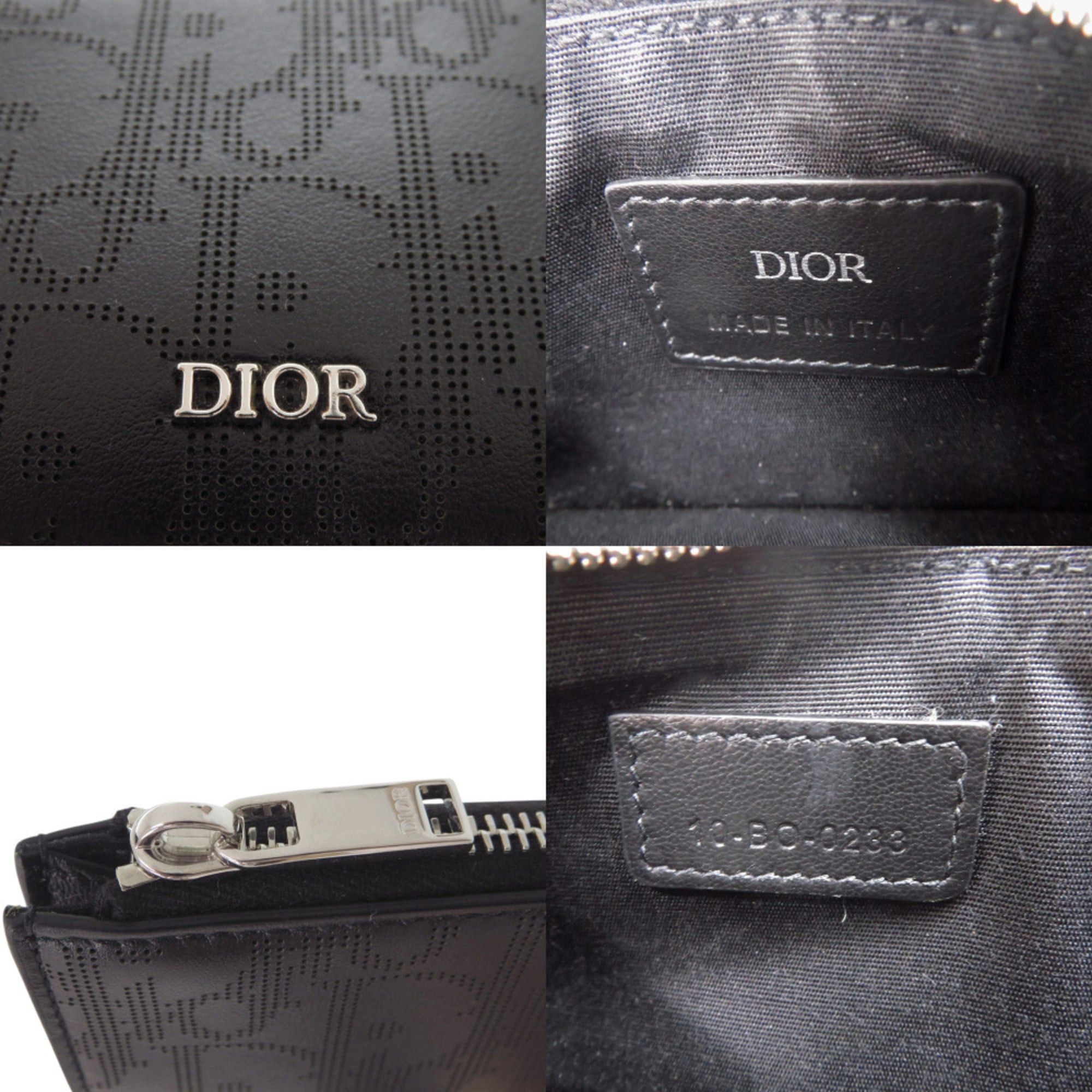 Dior Like New Christian Dior Oblique Galaxy 2ESBC250VPD Leather Black Wallet/Coin Case 0507 Size ONE SIZE - 6 Thumbnail