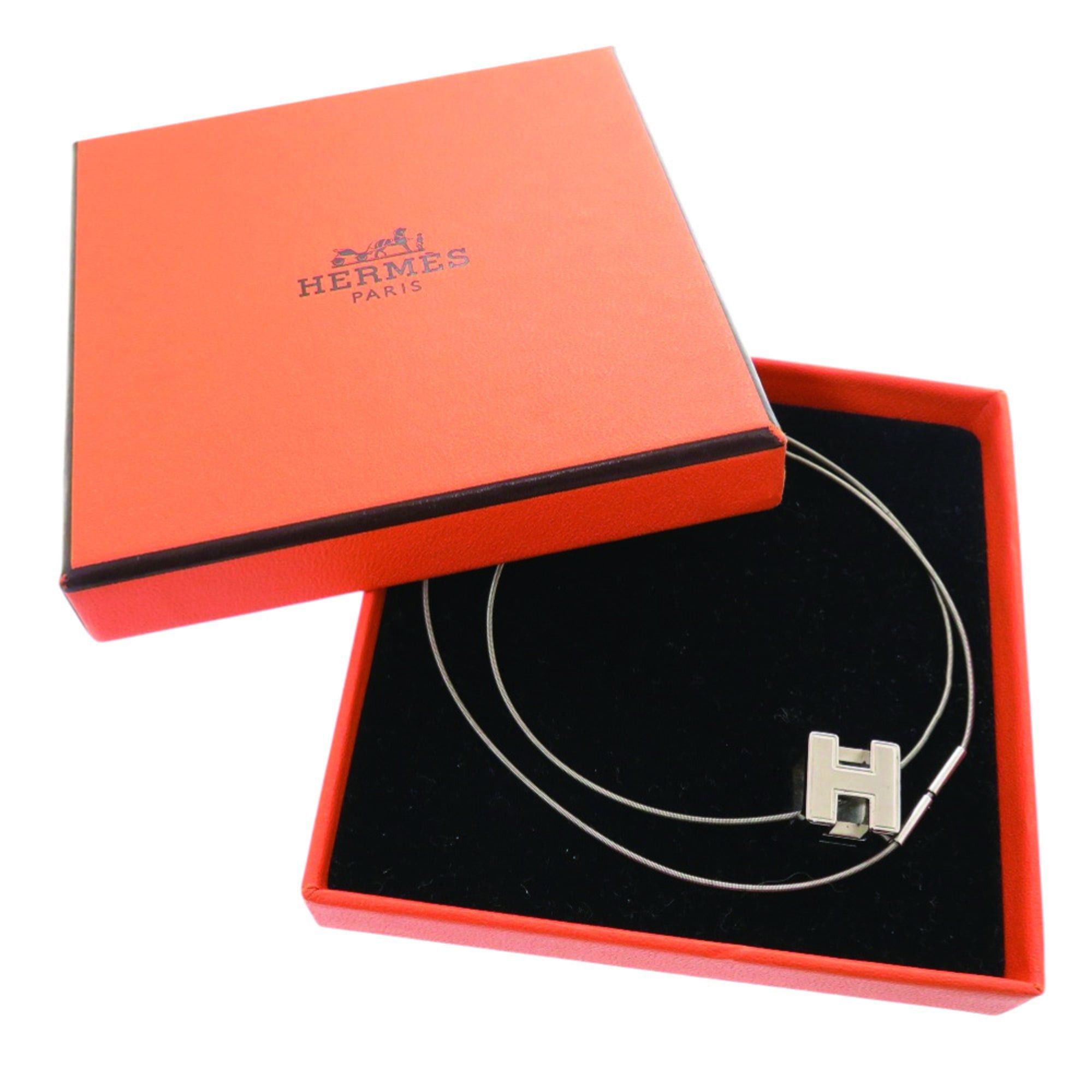 Hermes Excellent condition Hermes Cage d'H H-cube metal necklace, silver, 1480HERMES Size ONE SIZE - 2 Thumbnail