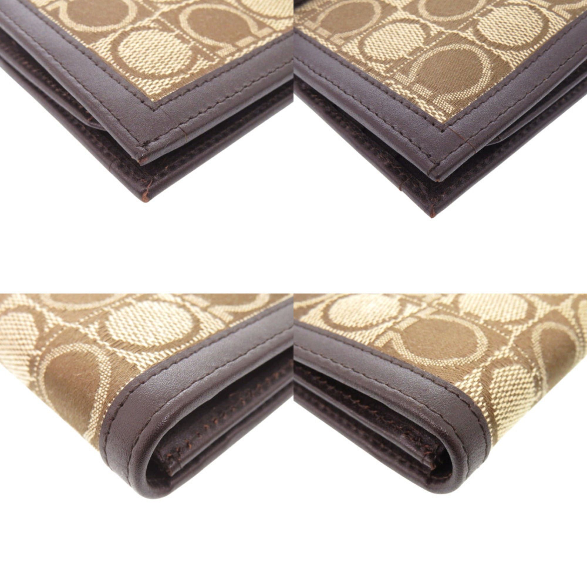 Salvatore Ferragamo Excellent condition Salvatore Ferragamo Gancini IY211410 Jacquard Brown Long Wallet 0495Salvatore Size ONE SIZE - 4 Thumbnail