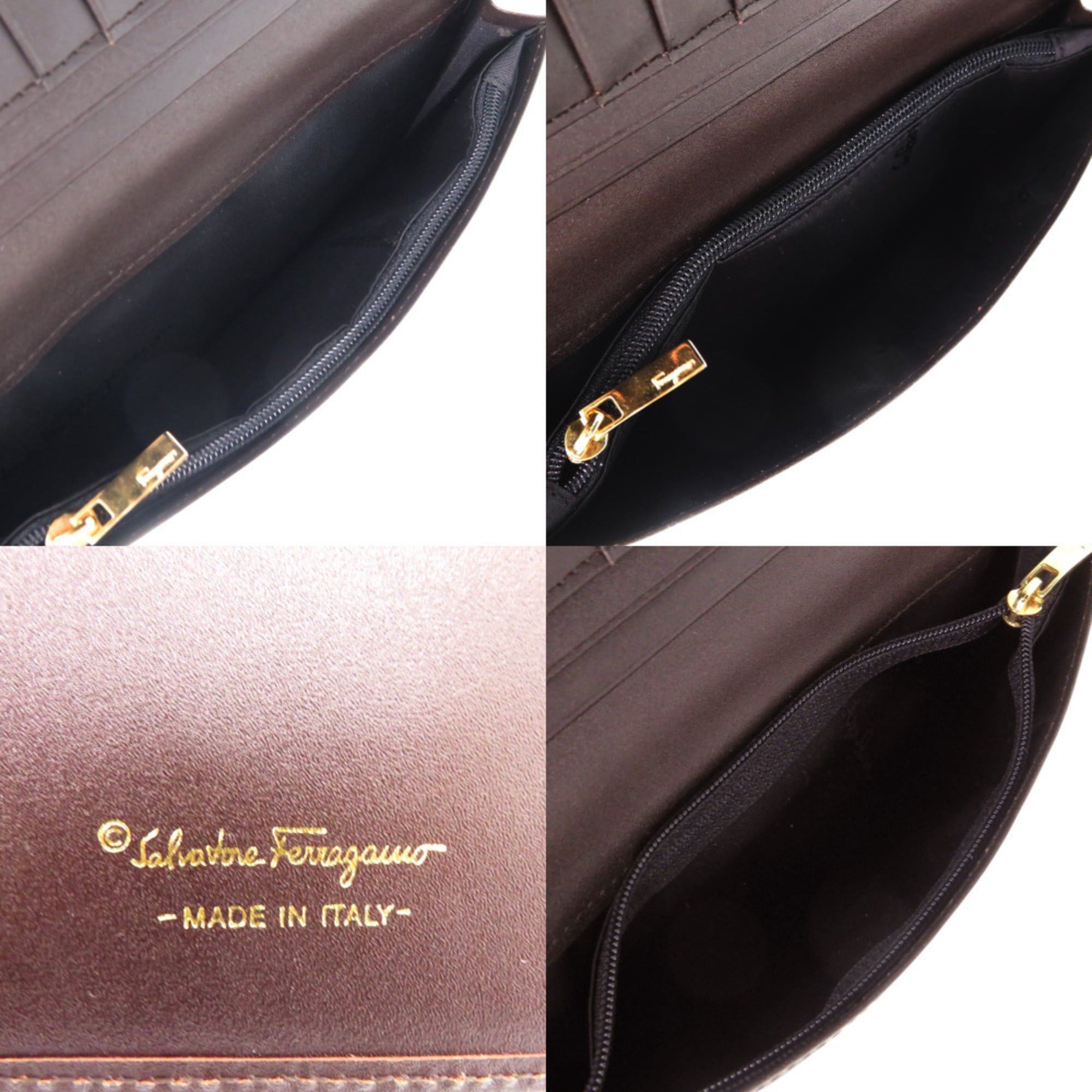 Salvatore Ferragamo Excellent condition Salvatore Ferragamo Gancini IY211410 Jacquard Brown Long Wallet 0495Salvatore Size ONE SIZE - 7 Thumbnail
