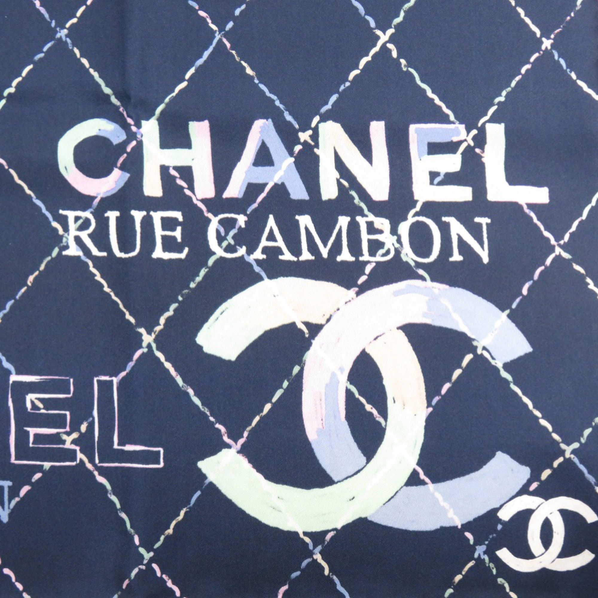 Chanel Unused Chanel Coco Mark Camellia Scarf/Muffler, Silk, Navy/Black, 1491CHANEL Size ONE SIZE - 4 Thumbnail