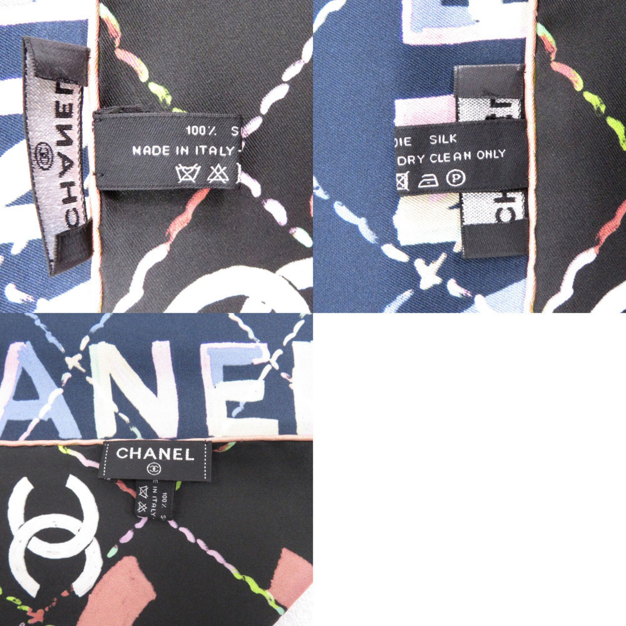 Chanel Unused Chanel Coco Mark Camellia Scarf/Muffler, Silk, Navy/Black, 1491CHANEL Size ONE SIZE - 5 Thumbnail