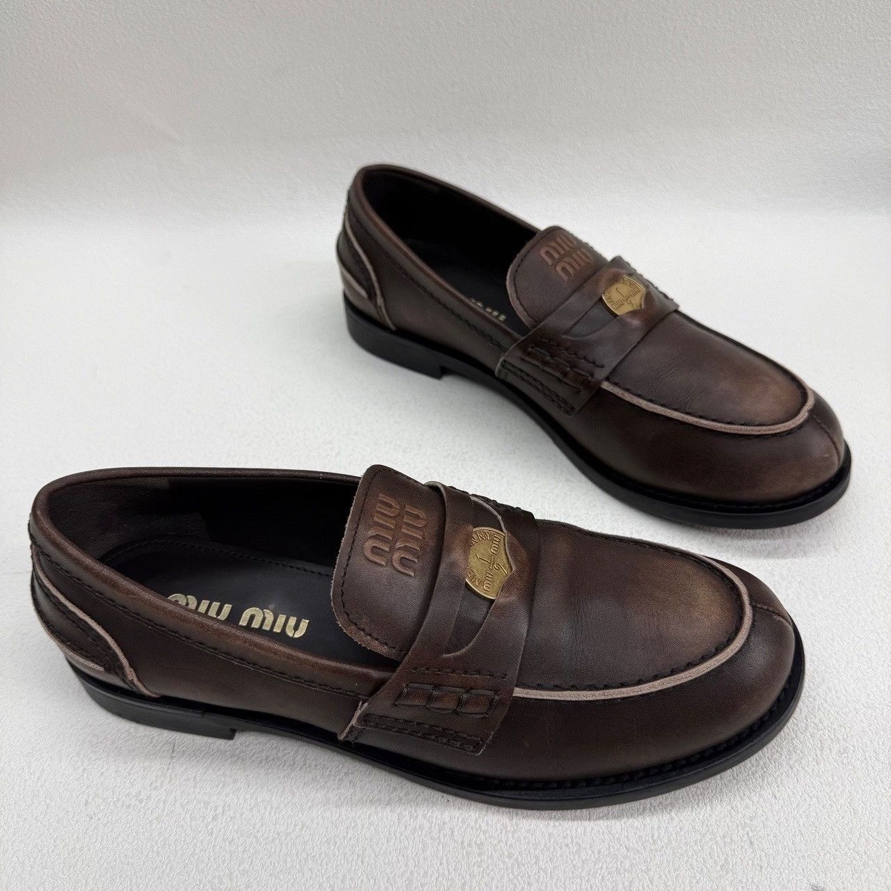 Miu Miu Miu Miu Brown Coin Penny Loafers Size 38 Size US 8 / IT 38 - 4 Thumbnail