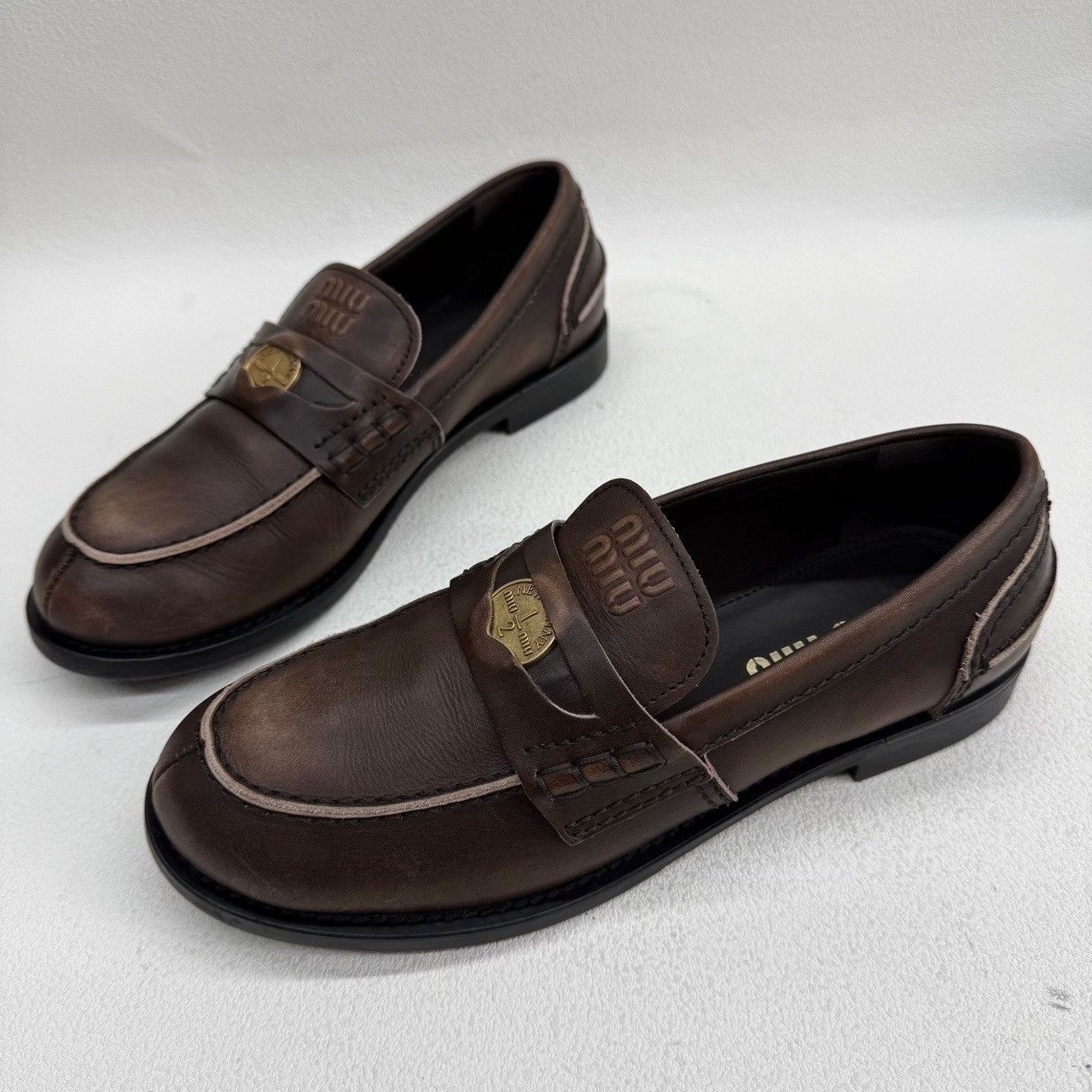 Miu Miu Miu Miu Brown Coin Penny Loafers Size 38 Size US 8 / IT 38 - 2 Thumbnail