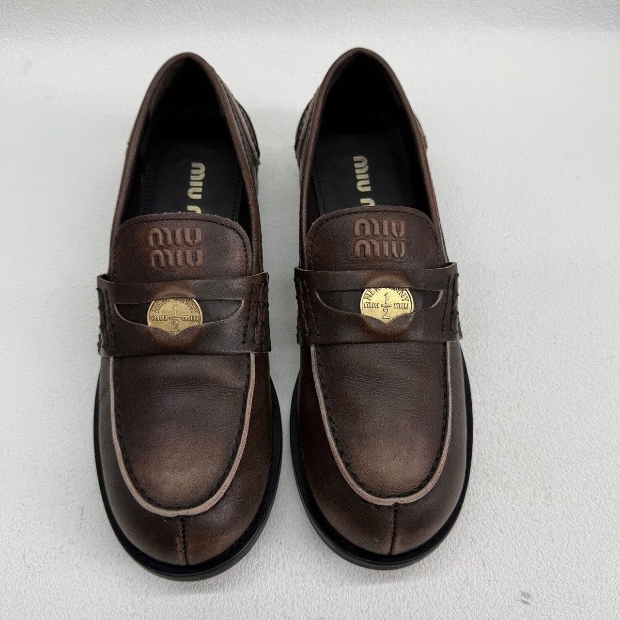 Miu Miu Miu Miu Brown Coin Penny Loafers Size 38 Size US 8 / IT 38 - 3 Thumbnail