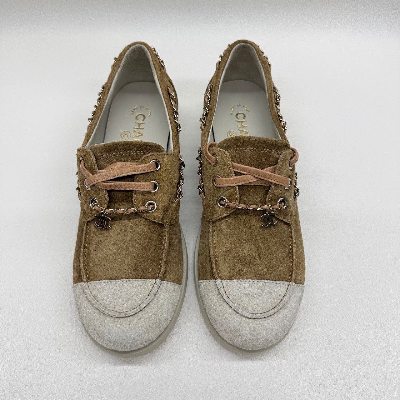 Chanel Chanel Suede Chain Lace-Up Flats Size 38 Size US 8 / IT 38 - 3 Thumbnail