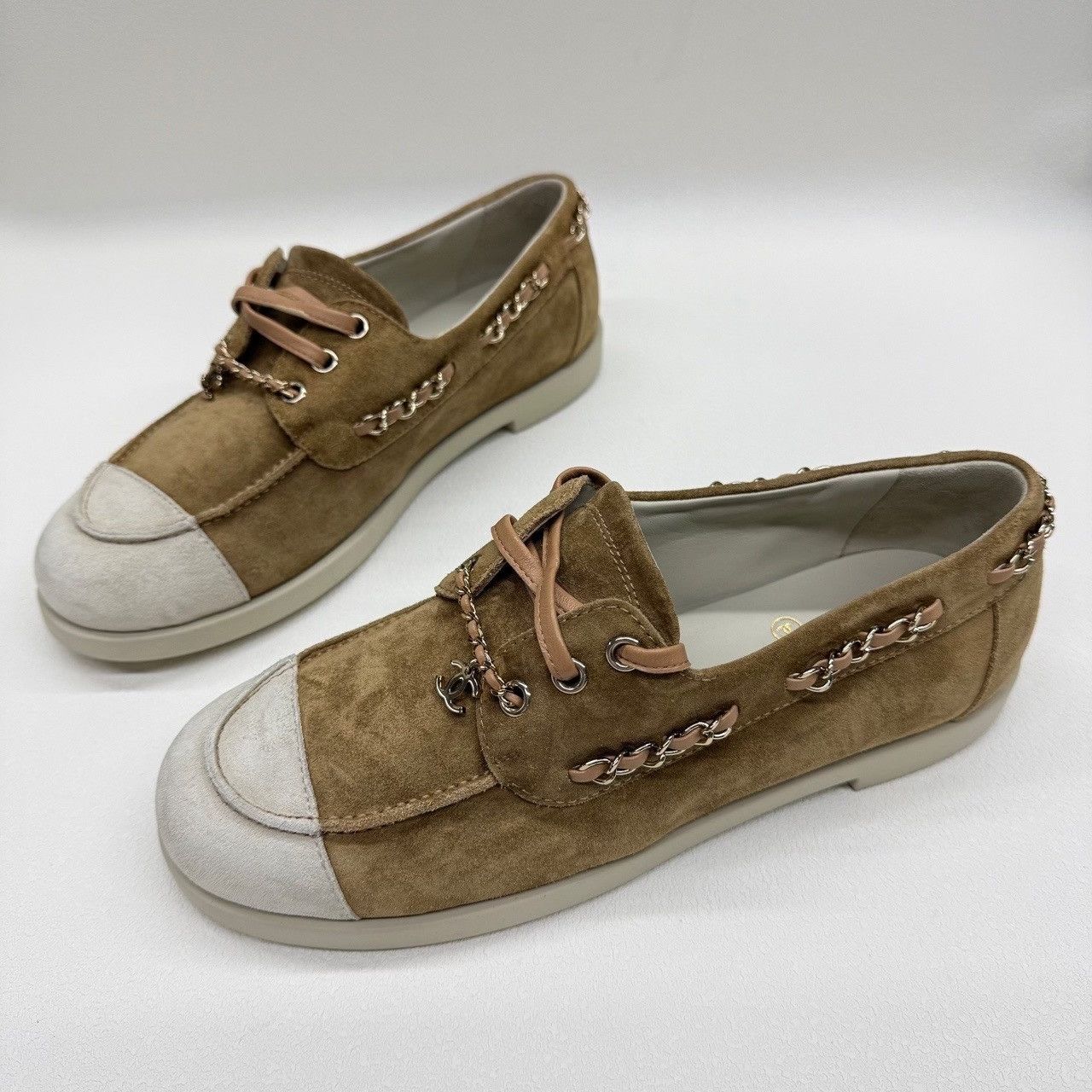 Chanel Chanel Suede Chain Lace-Up Flats Size 38 Size US 8 / IT 38 - 2 Thumbnail