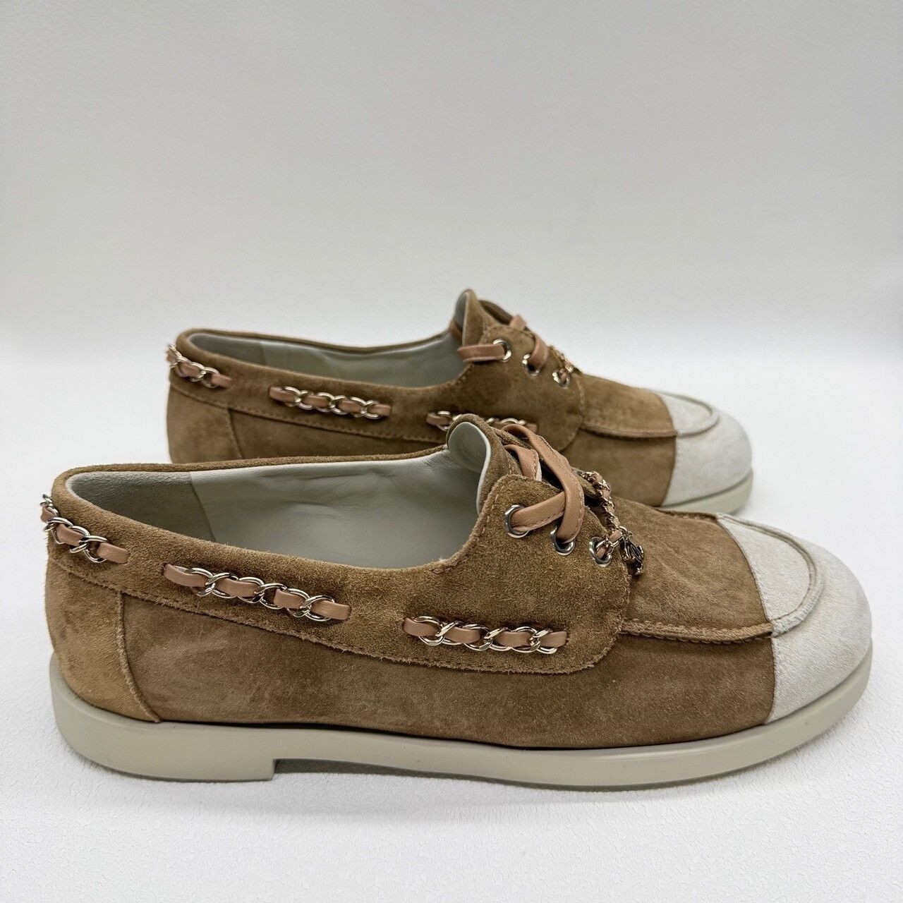 Chanel Chanel Suede Chain Lace-Up Flats Size 38 Size US 8 / IT 38 - 5 Thumbnail