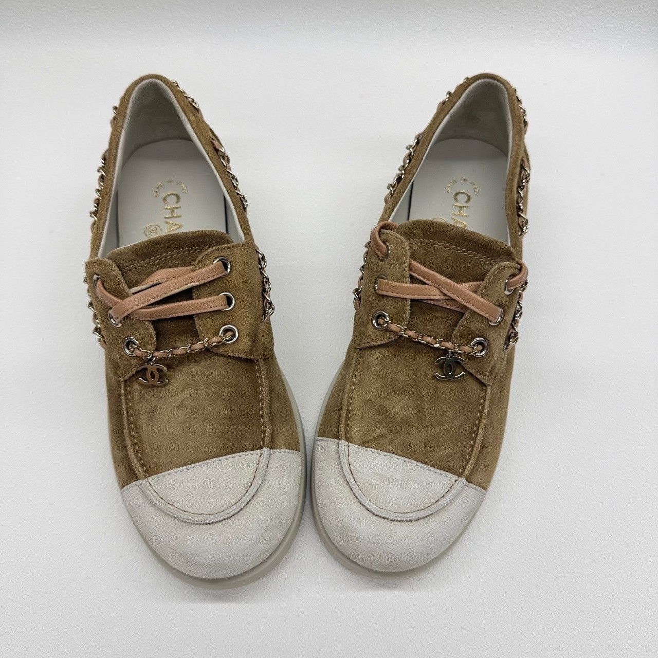 Chanel Chanel Suede Chain Lace-Up Flats Size 38 Size US 8 / IT 38 - 9 Thumbnail