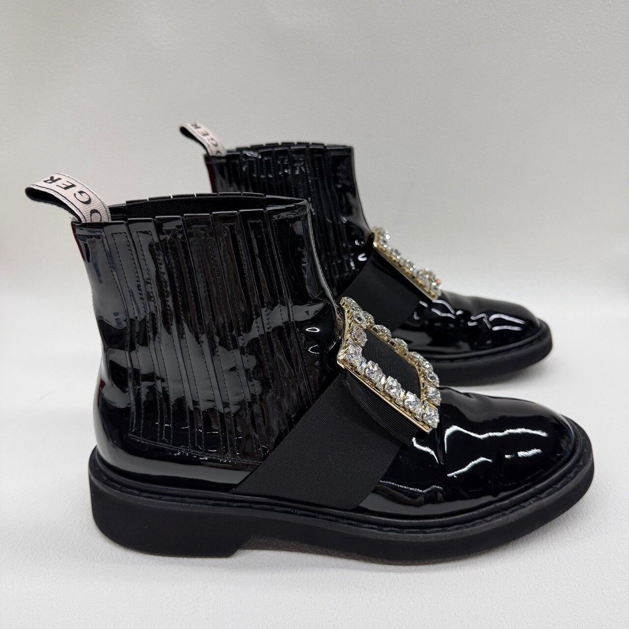 Roger Vivier Roger Vivier Patent Crystal Buckle Chelsea Boots Size 37.5 Size US 7.5 / IT 37.5 - 5 Thumbnail