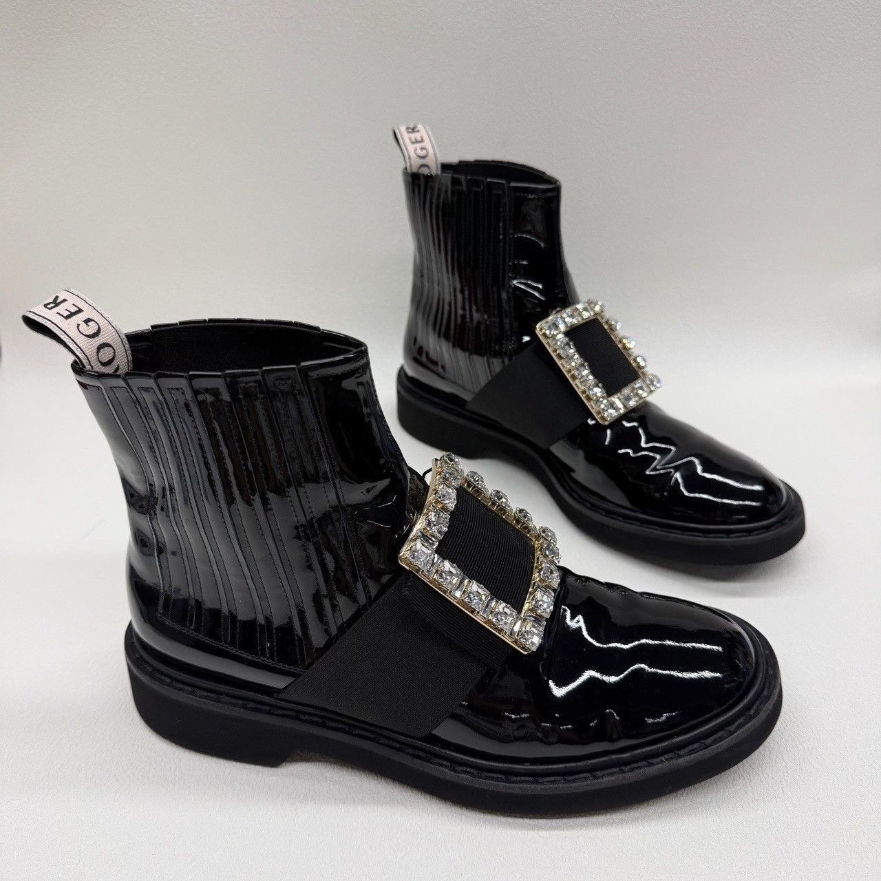 Roger Vivier Roger Vivier Patent Crystal Buckle Chelsea Boots Size 37.5 Size US 7.5 / IT 37.5 - 4 Thumbnail