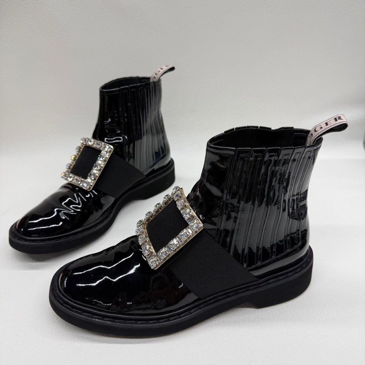 Roger Vivier Roger Vivier Patent Crystal Buckle Chelsea Boots Size 37.5 Size US 7.5 / IT 37.5 - 2 Thumbnail