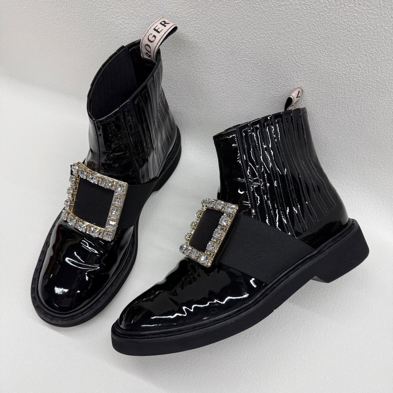 Roger Vivier Roger Vivier Patent Crystal Buckle Chelsea Boots Size 37.5 Size US 7.5 / IT 37.5 - 9 Thumbnail