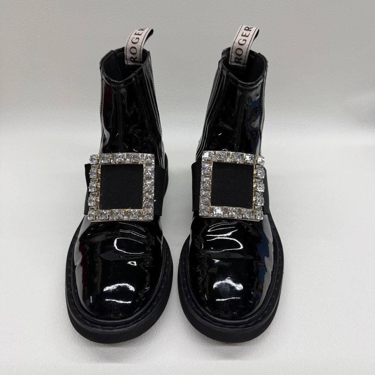 Roger Vivier Roger Vivier Patent Crystal Buckle Chelsea Boots Size 37.5 Size US 7.5 / IT 37.5 - 3 Thumbnail