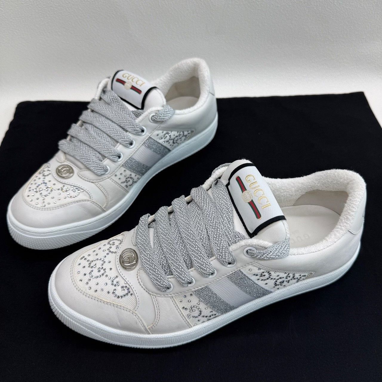 Gucci Gucci Crystal Screener Sneakers Size 38.5 Size US 8.5 / IT 38.5 - 2 Thumbnail