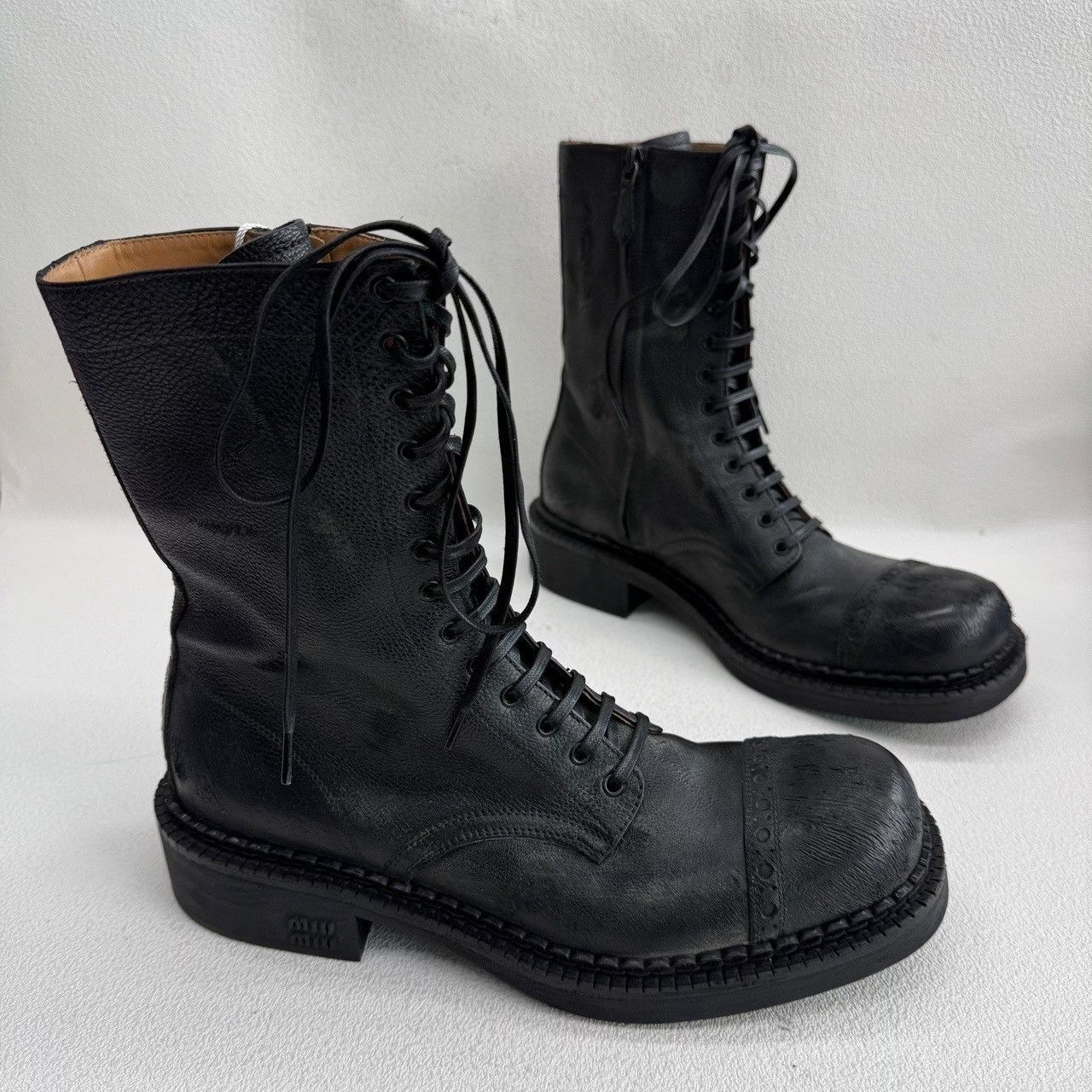 Miu Miu Miu Miu Distressed Lace-Up Boots Size 39 Size US 9 / IT 39 - 4 Thumbnail