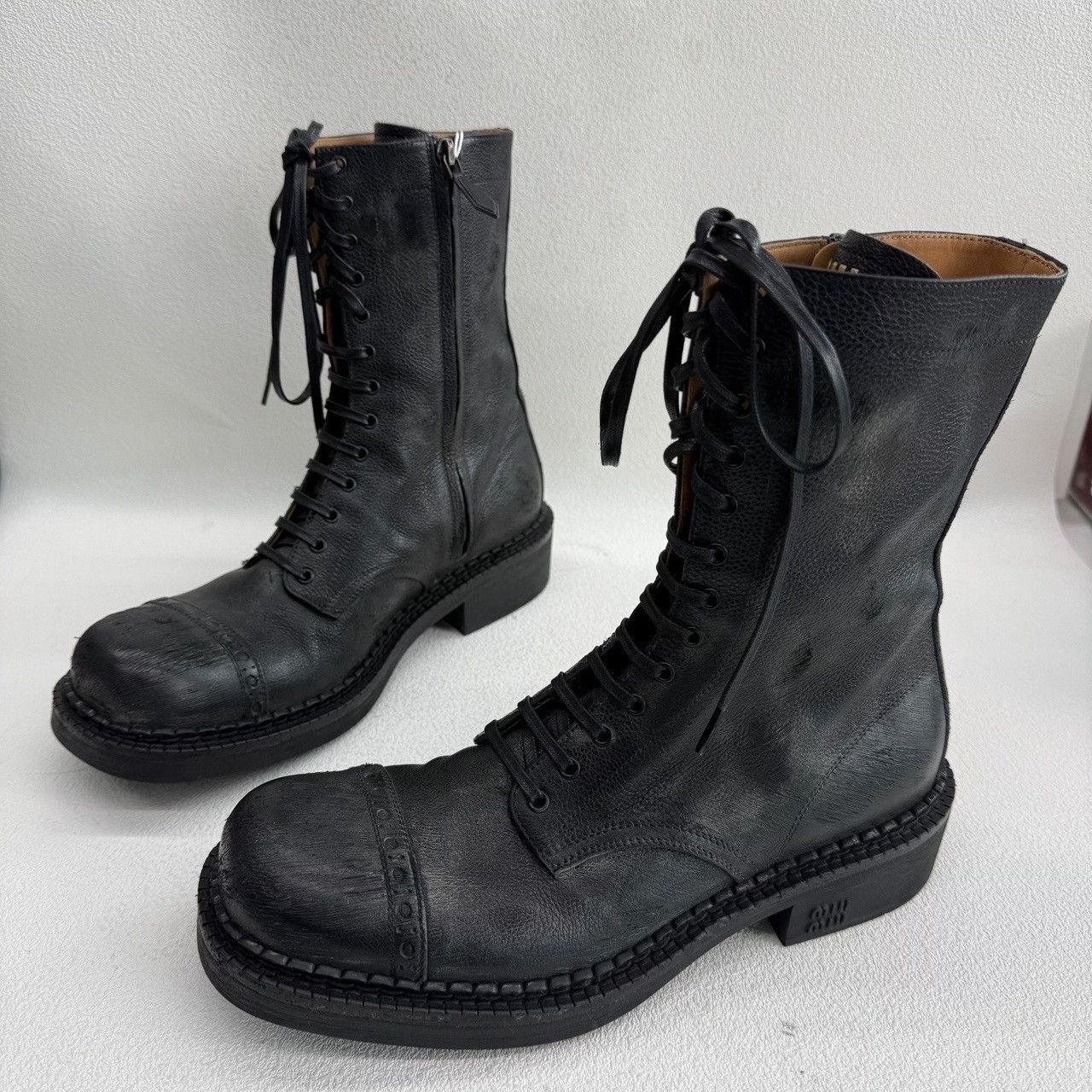 Miu Miu Miu Miu Distressed Lace-Up Boots Size 39 Size US 9 / IT 39 - 2 Thumbnail