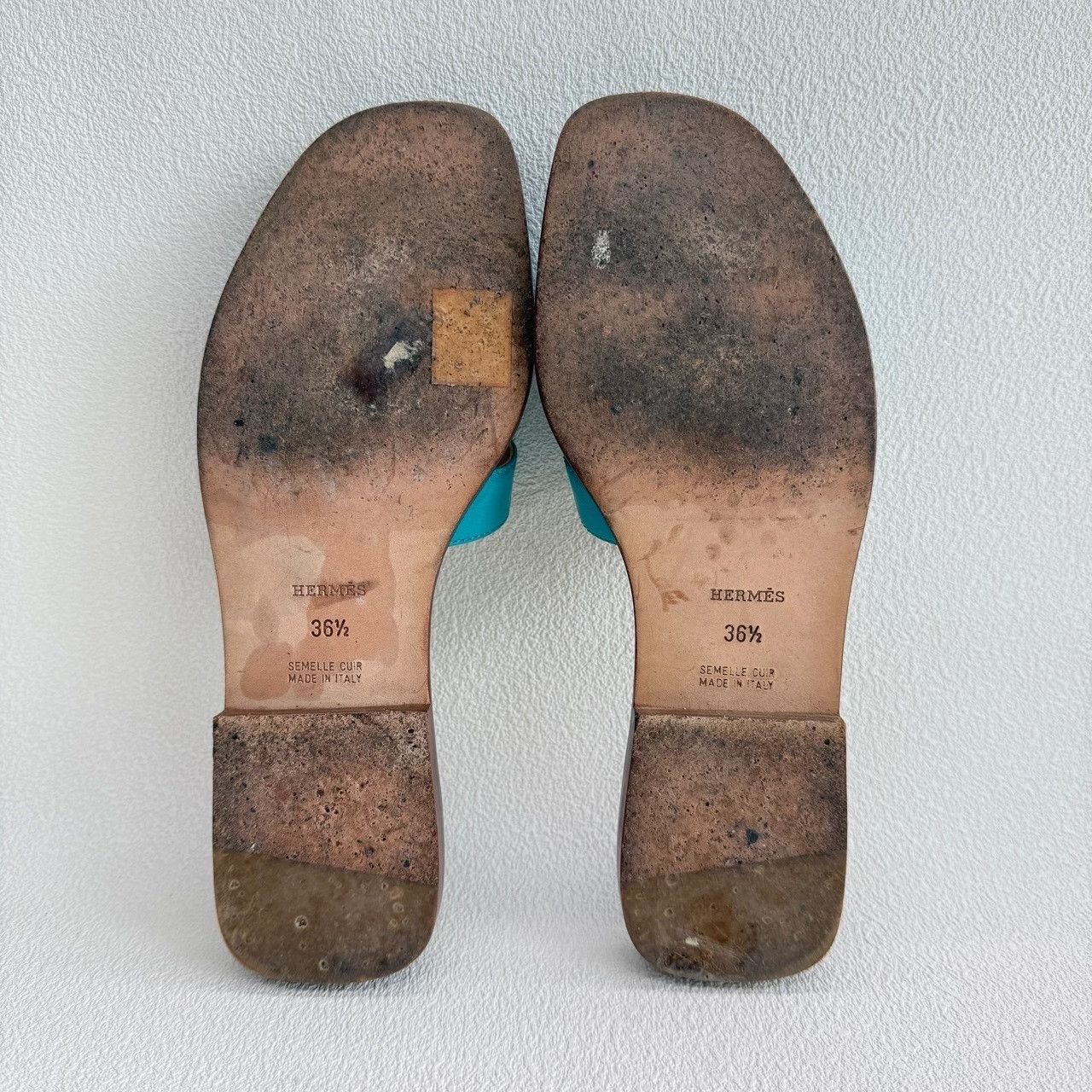 Hermes Hermes Blue Leather Oran Sandals Size 36.5 Size US 5.5 / IT 35.5 - 8 Thumbnail