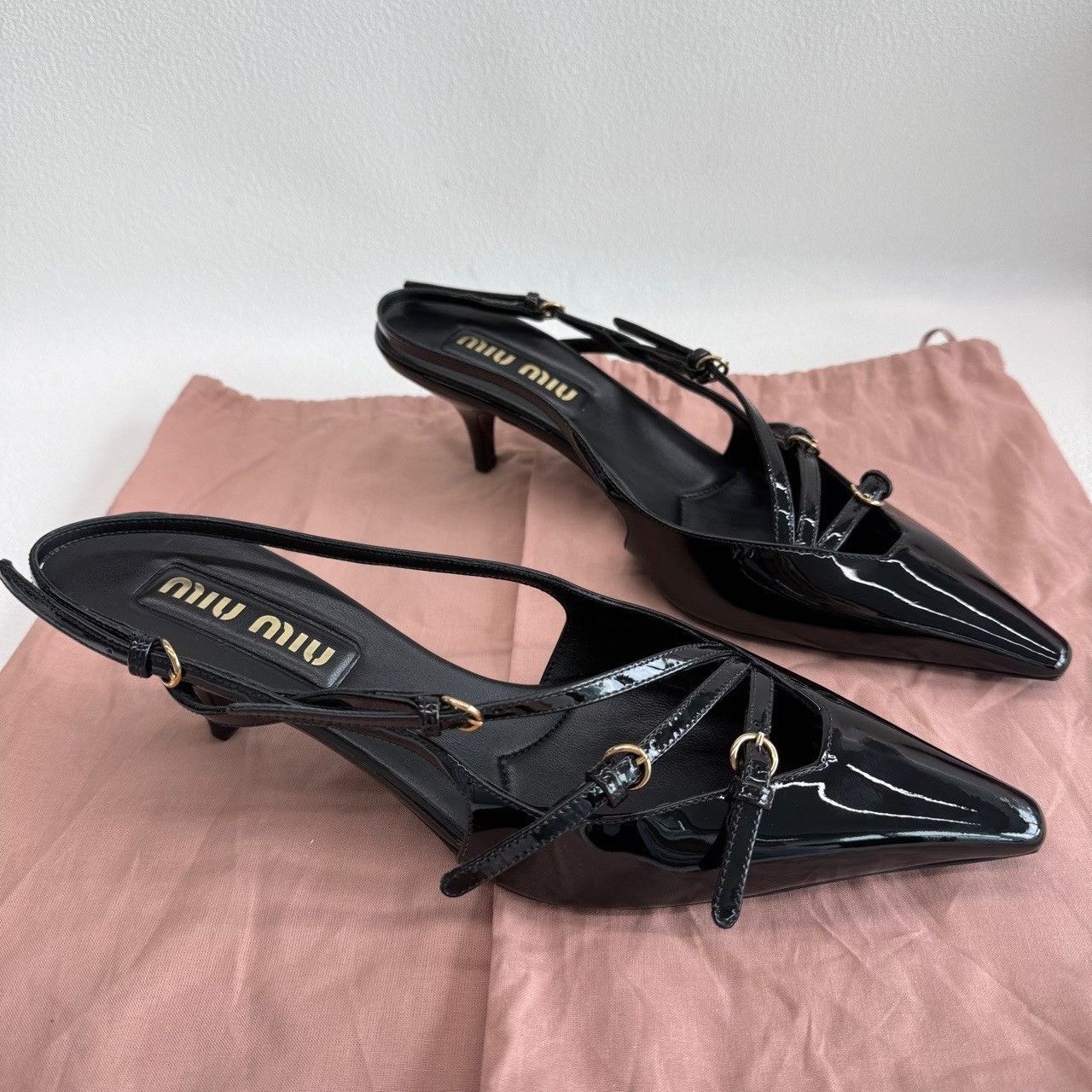 Miu Miu Miu Miu Patent Leather Slingback Heels Size 38.5 Size US 8.5 / IT 38.5 - 4 Thumbnail