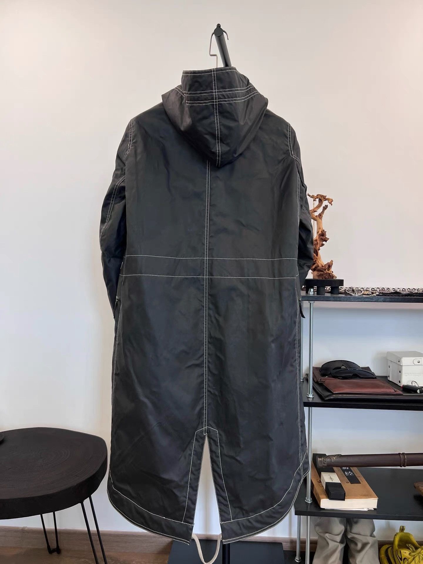 Rick Owens Drkshdw Taped Waxed Long Parka in Black Size US XS / EU 42 / 0 - 2 Thumbnail