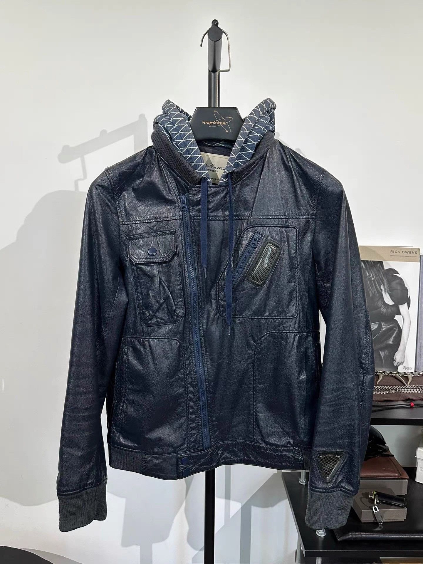 Undercover Black Leather Hooded Moto Jacket Size US L / EU 52-54 / 3 - 3 Thumbnail