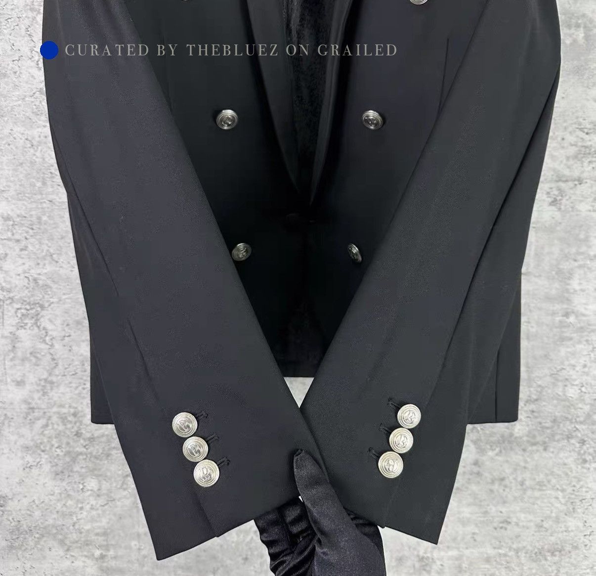 Balmain Double-Breasted Satin Blazer in Black Size US M / EU 48-50 / 2 - 3 Thumbnail