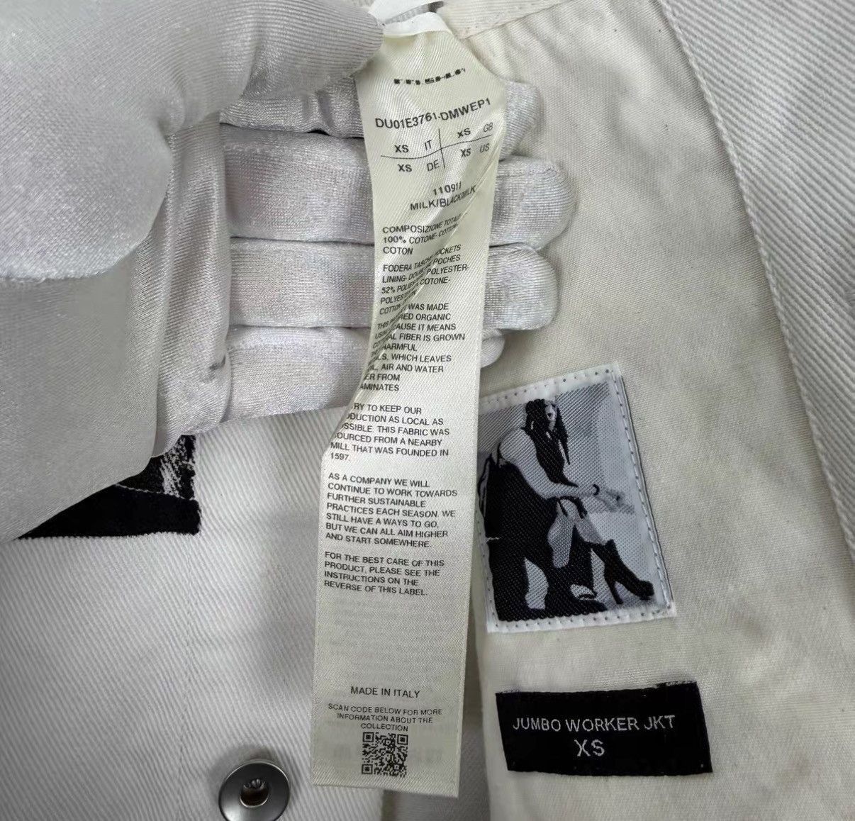 Rick Owens Abstract Printed White Jacket Size US XS / EU 42 / 0 - 8 Thumbnail