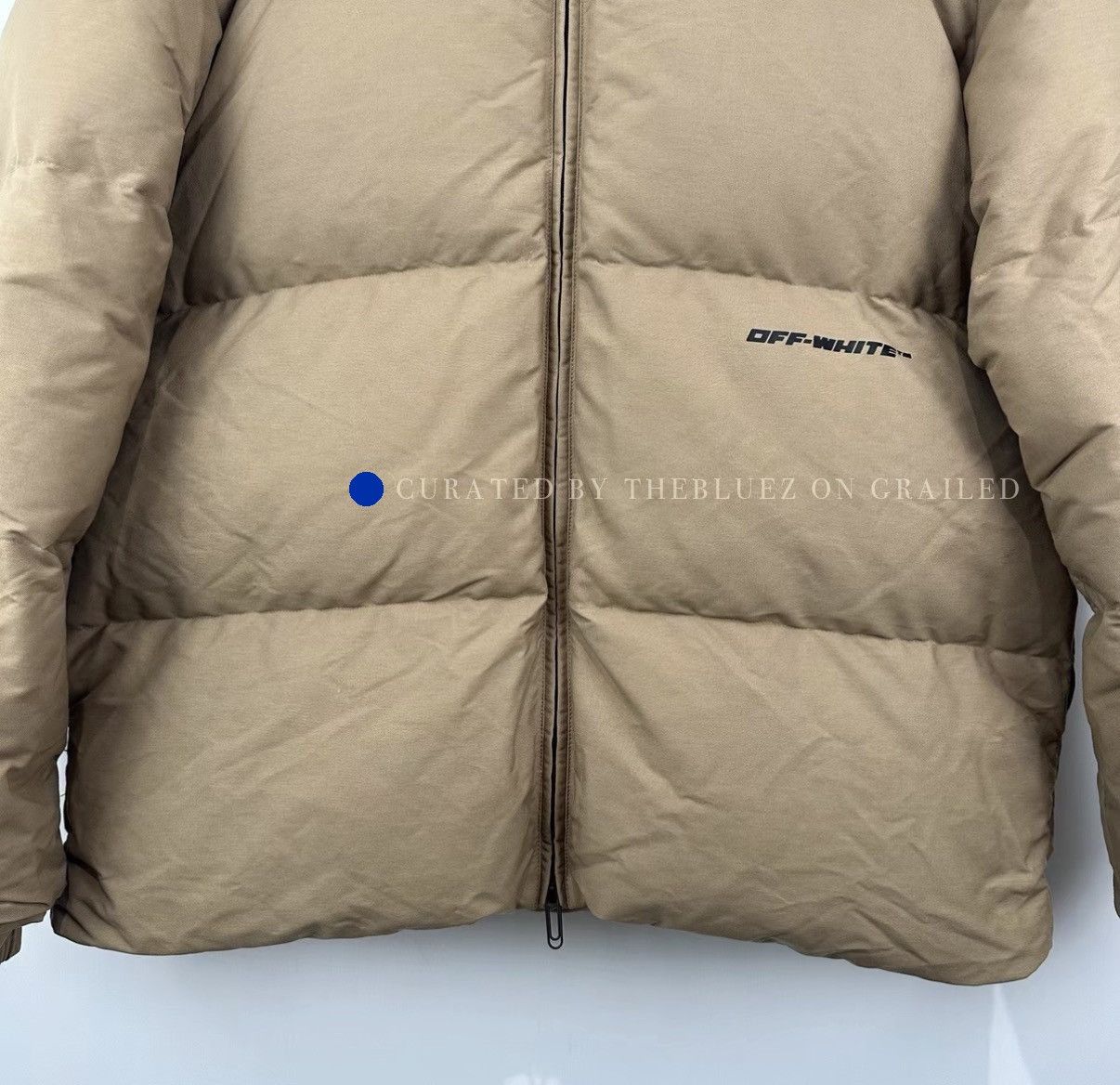 Off-White Beige Down Jacket with Letter Prints Size US L / EU 52-54 / 3 - 3 Thumbnail