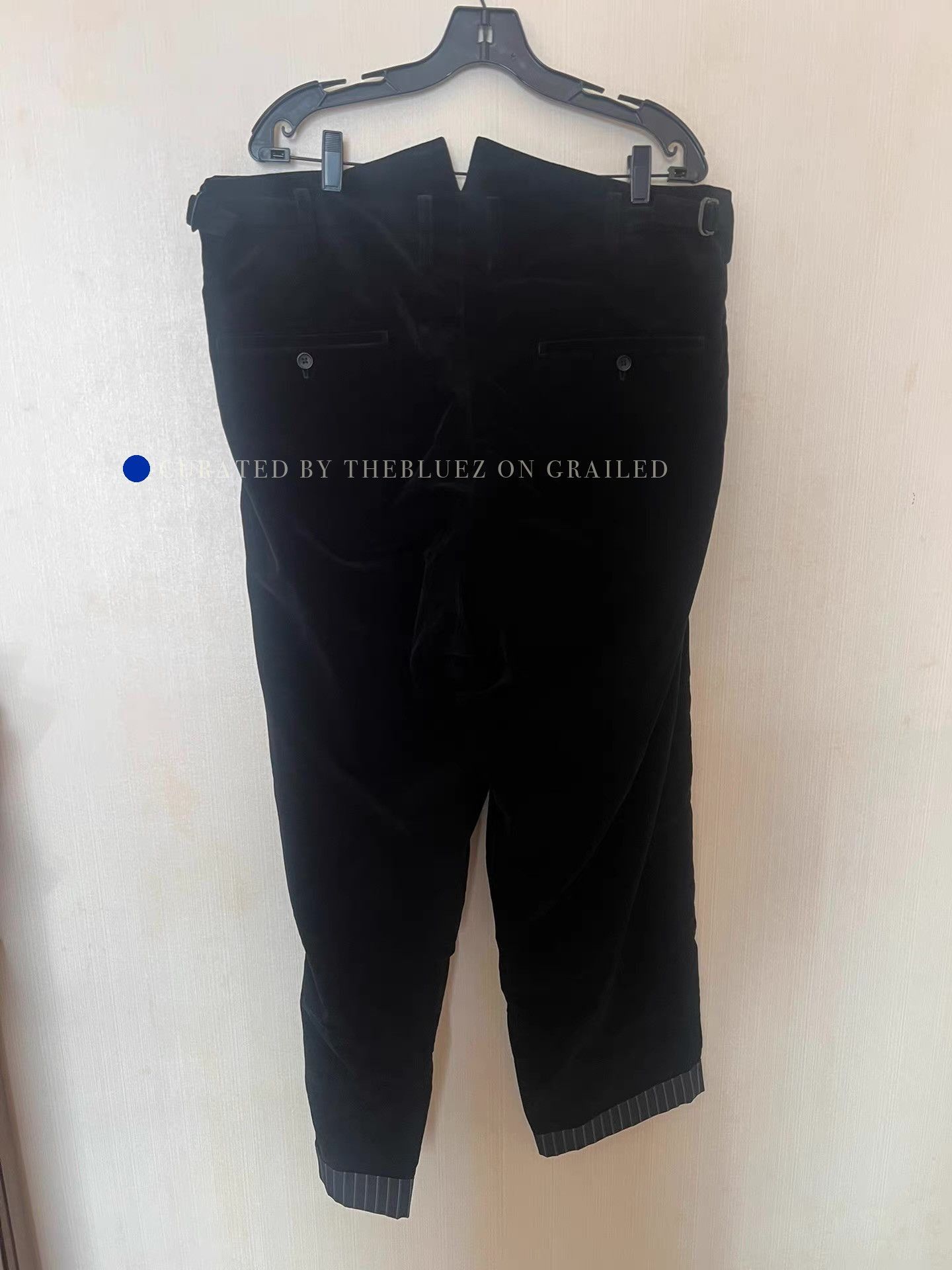 Yohji Yamamoto Velvet Suspender Trousers in Black Size US 34 / EU 50 - 3 Thumbnail