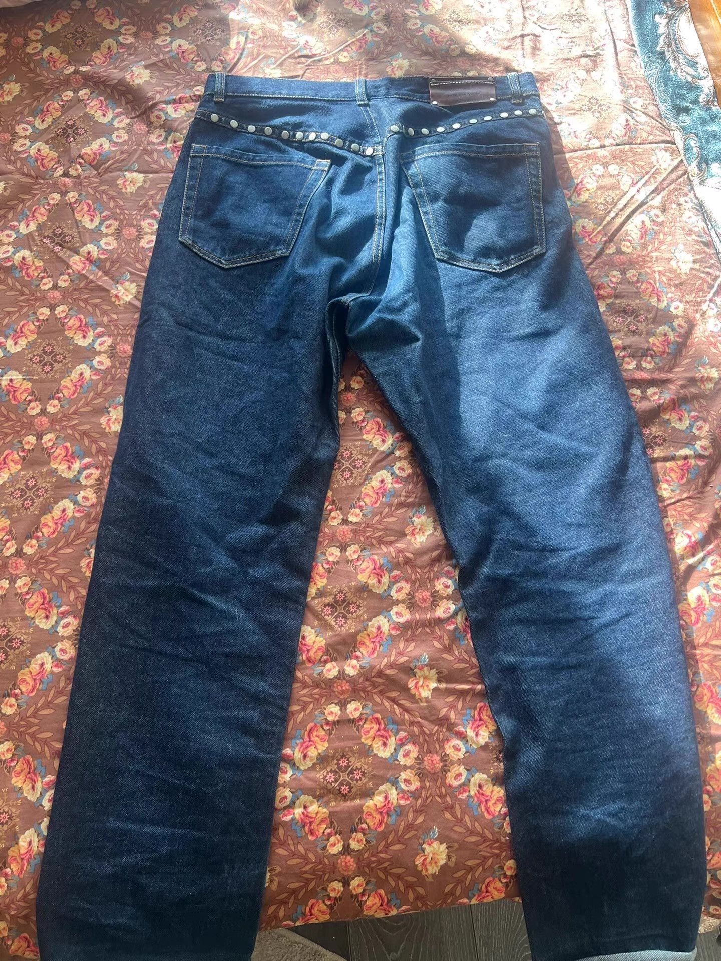 Dries Van Noten Flared Raw-Edge Jeans with Stud Details Size US 32 / EU 48 - 2 Thumbnail