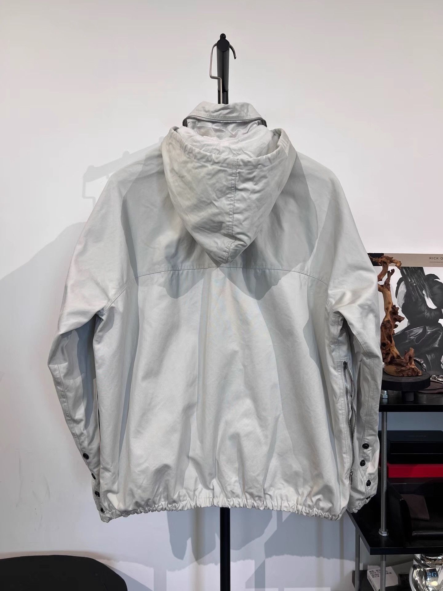 Rick Owens Hooded Stand Collar Gray Jacket Size US M / EU 48-50 / 2 - 2 Thumbnail