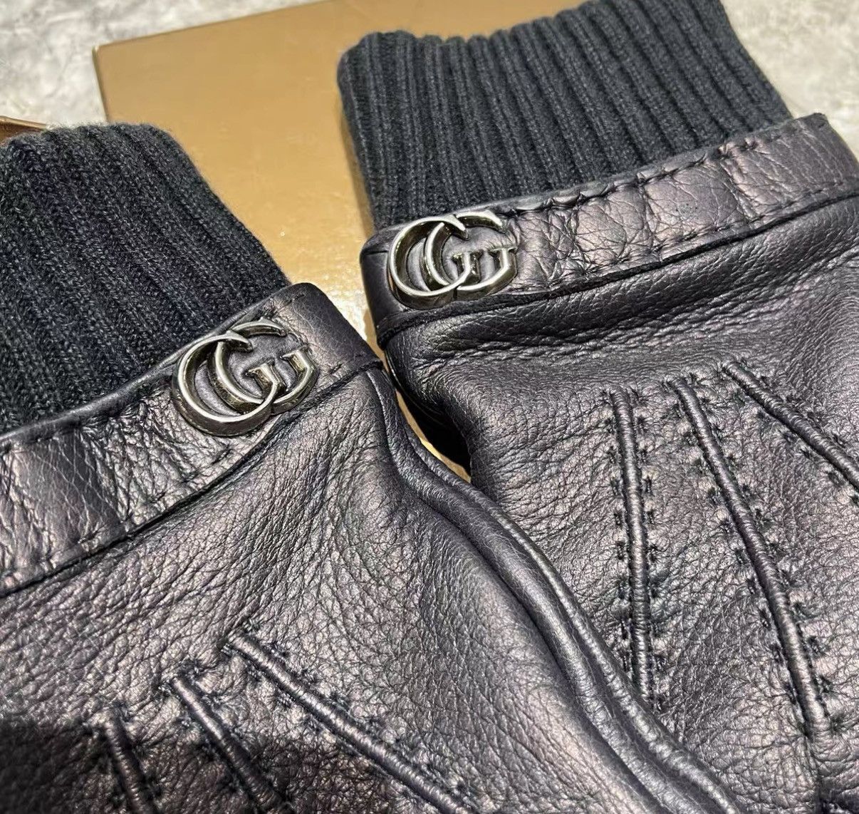 Gucci Suede Cashmere Black Gloves Size ONE SIZE - 3 Thumbnail
