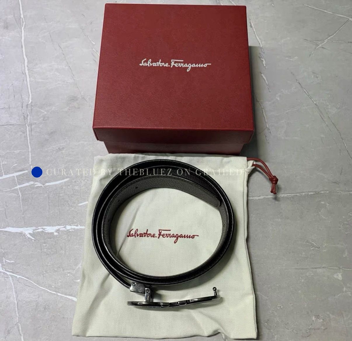 Salvatore Ferragamo Smooth Buckle Leather Belt in Black Size ONE SIZE - 2 Thumbnail