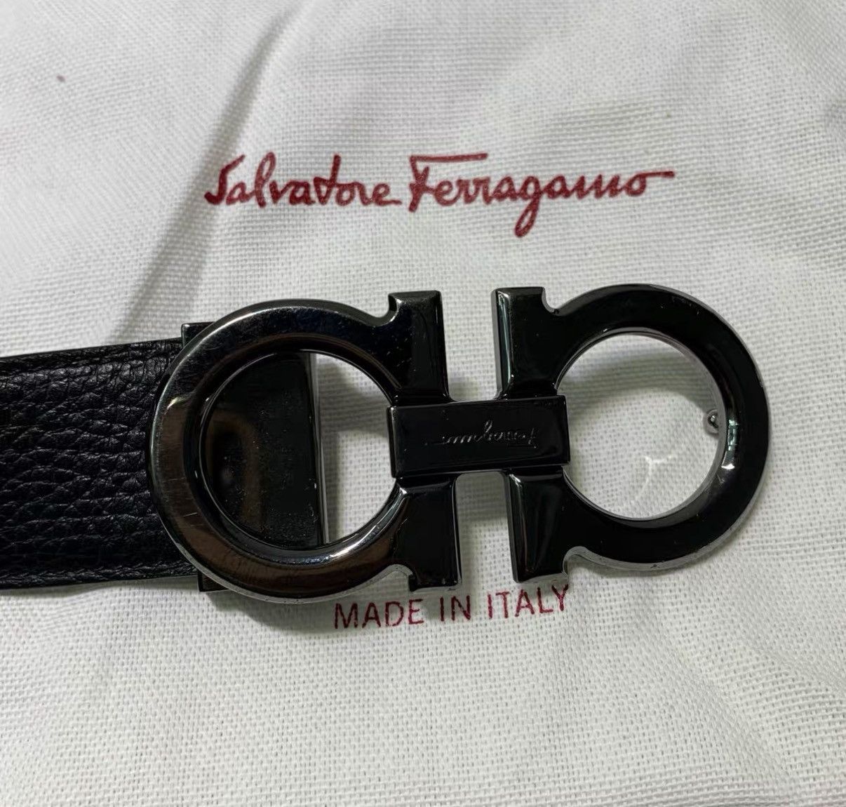 Salvatore Ferragamo Smooth Buckle Leather Belt in Black Size ONE SIZE - 3 Thumbnail