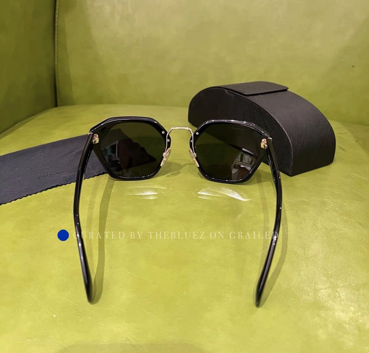 Prada Unique Irregular Sunglasses in Black Size ONE SIZE - 3 Thumbnail