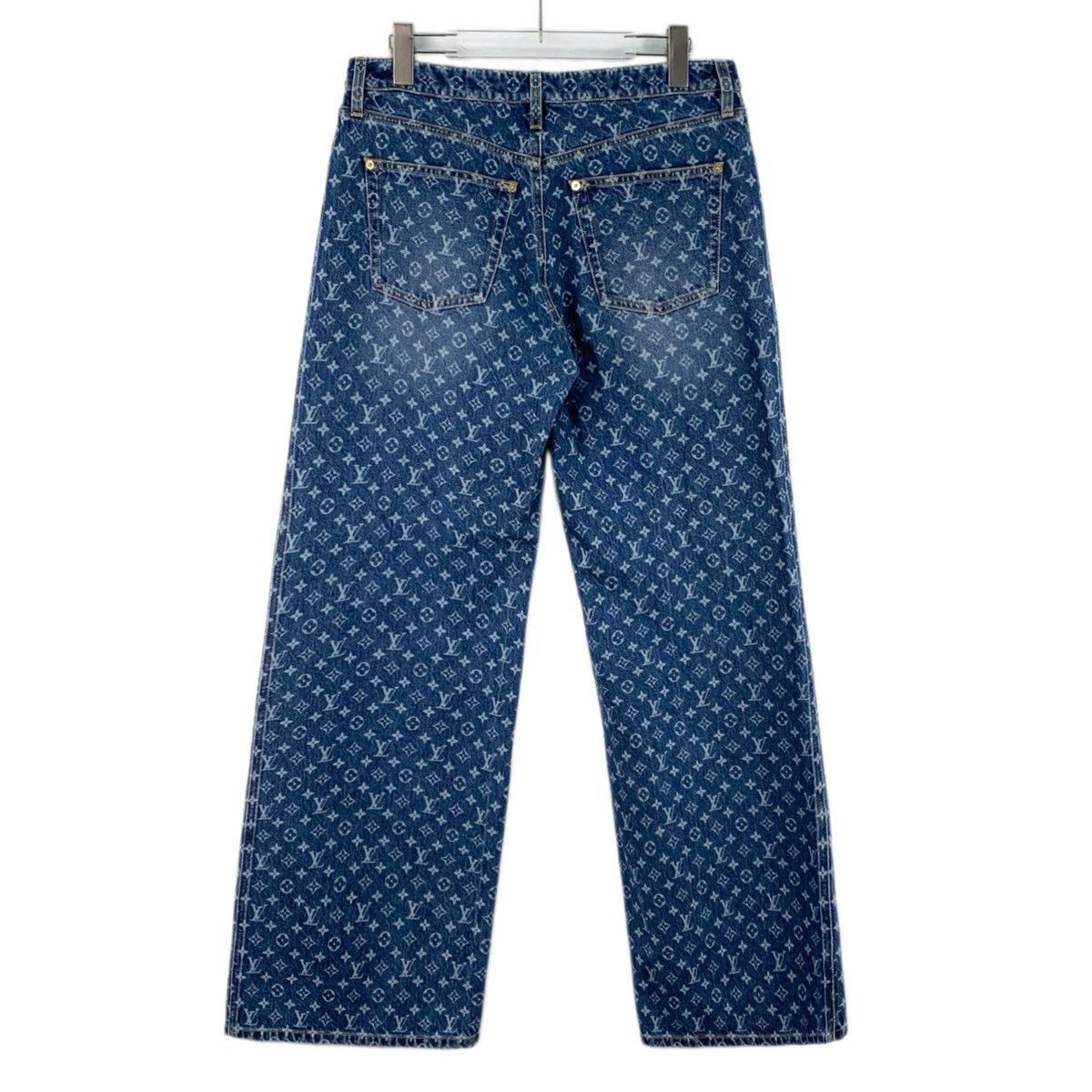 Louis Vuitton Blue Monogram Printed Denim Pants Size US 28 / EU 44 - 2 Thumbnail