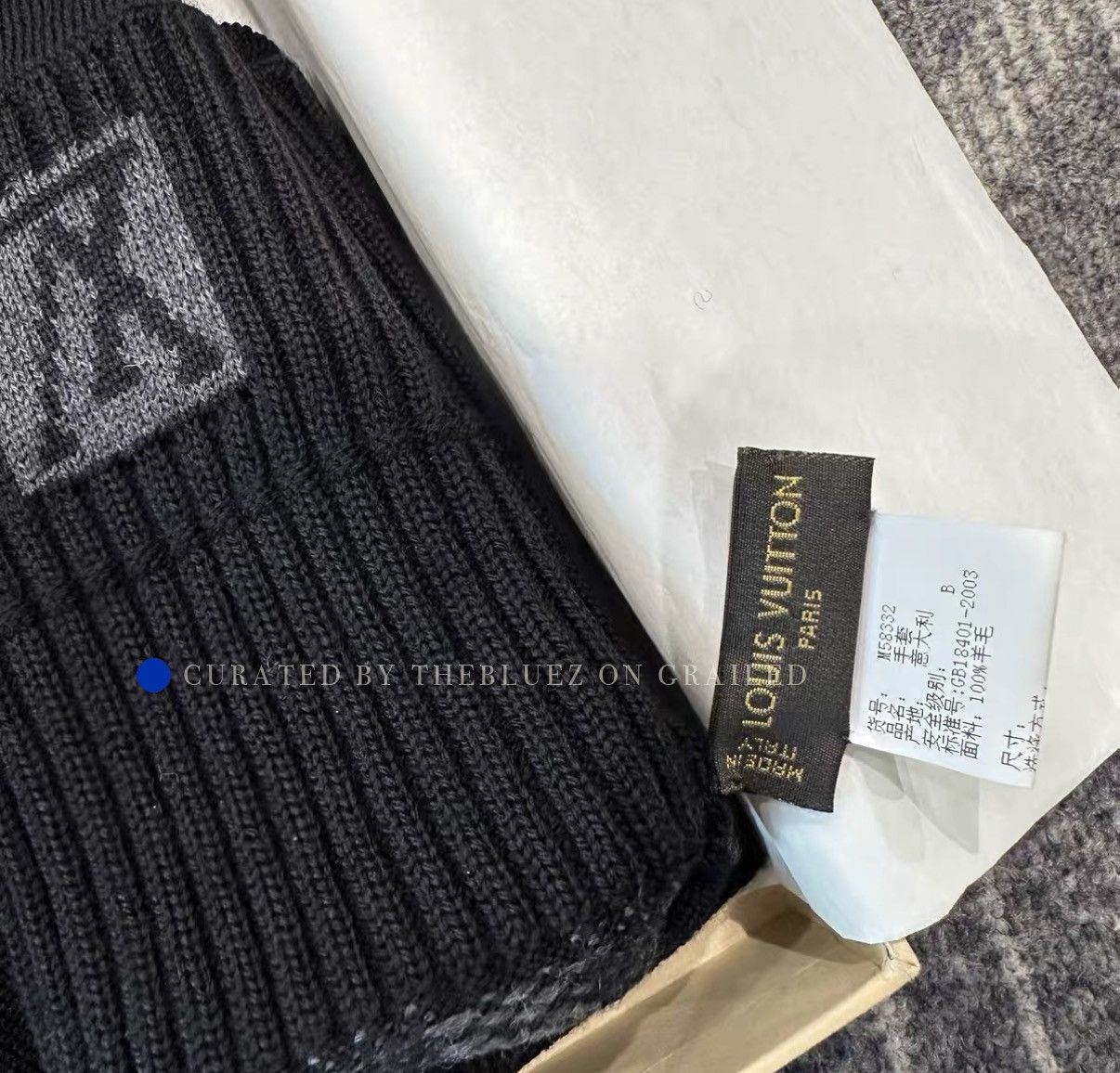 Louis Vuitton Gray Damier Wool Gloves Size ONE SIZE - 5 Thumbnail