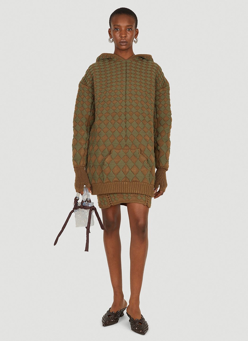 ISA BOULDER Illusion Quilted Hooded Sweatshirt Size L / US 10 / IT 46 - 2 Thumbnail
