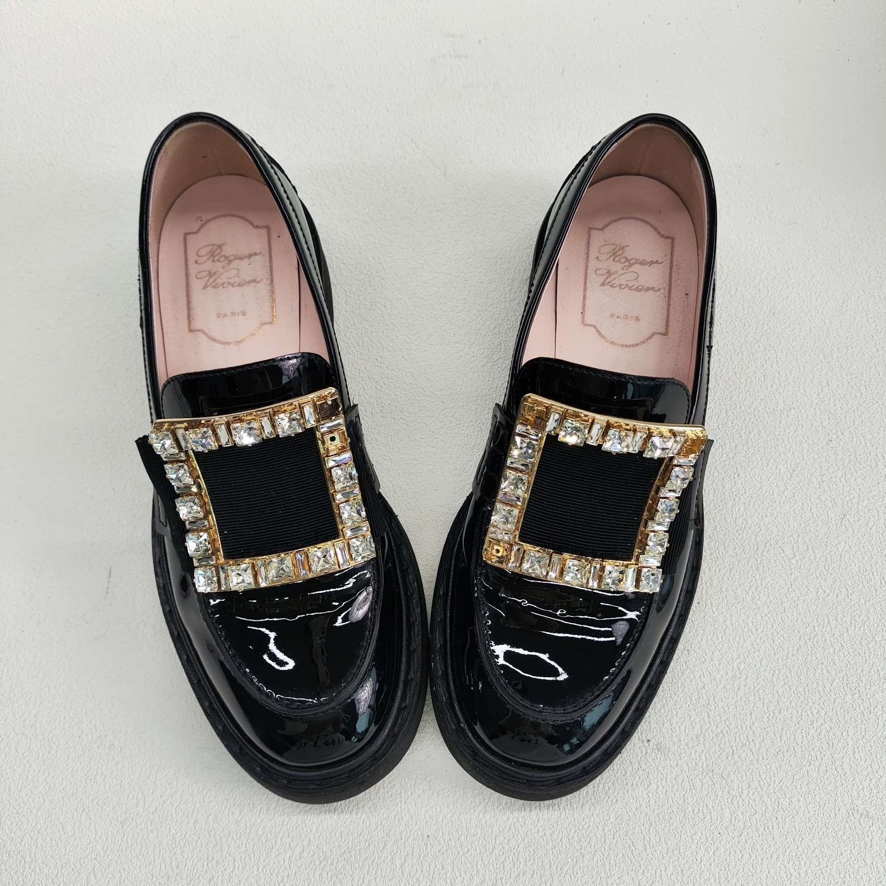 Roger Vivier Roger Vivier Crystal Buckle Patent Loafers Size 35.5 Size US 5.5 / IT 35.5 - 10 Thumbnail