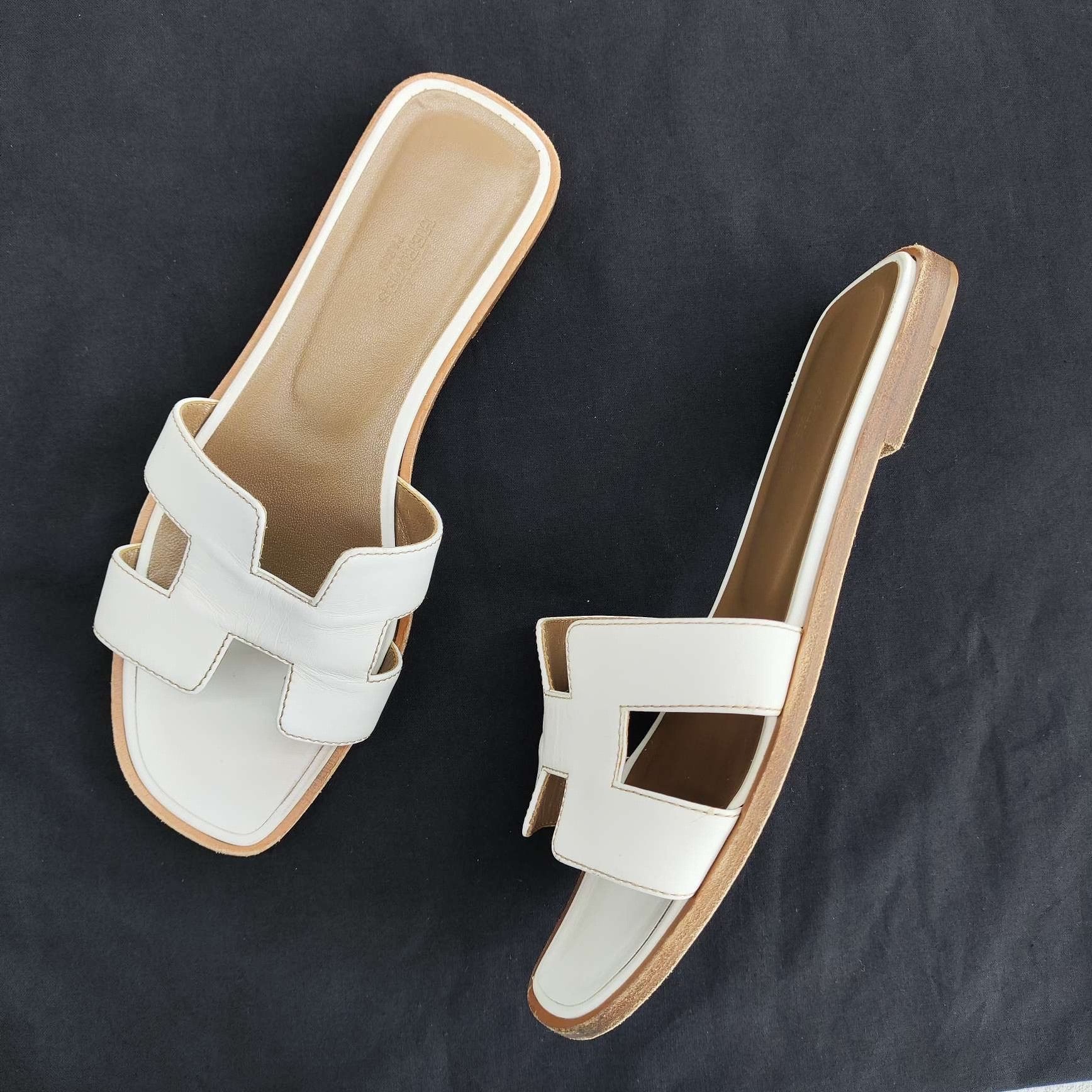 Hermes Hermès Oran Sandals White Size 37.5 Size US 7.5 / IT 37.5 - 9 Thumbnail