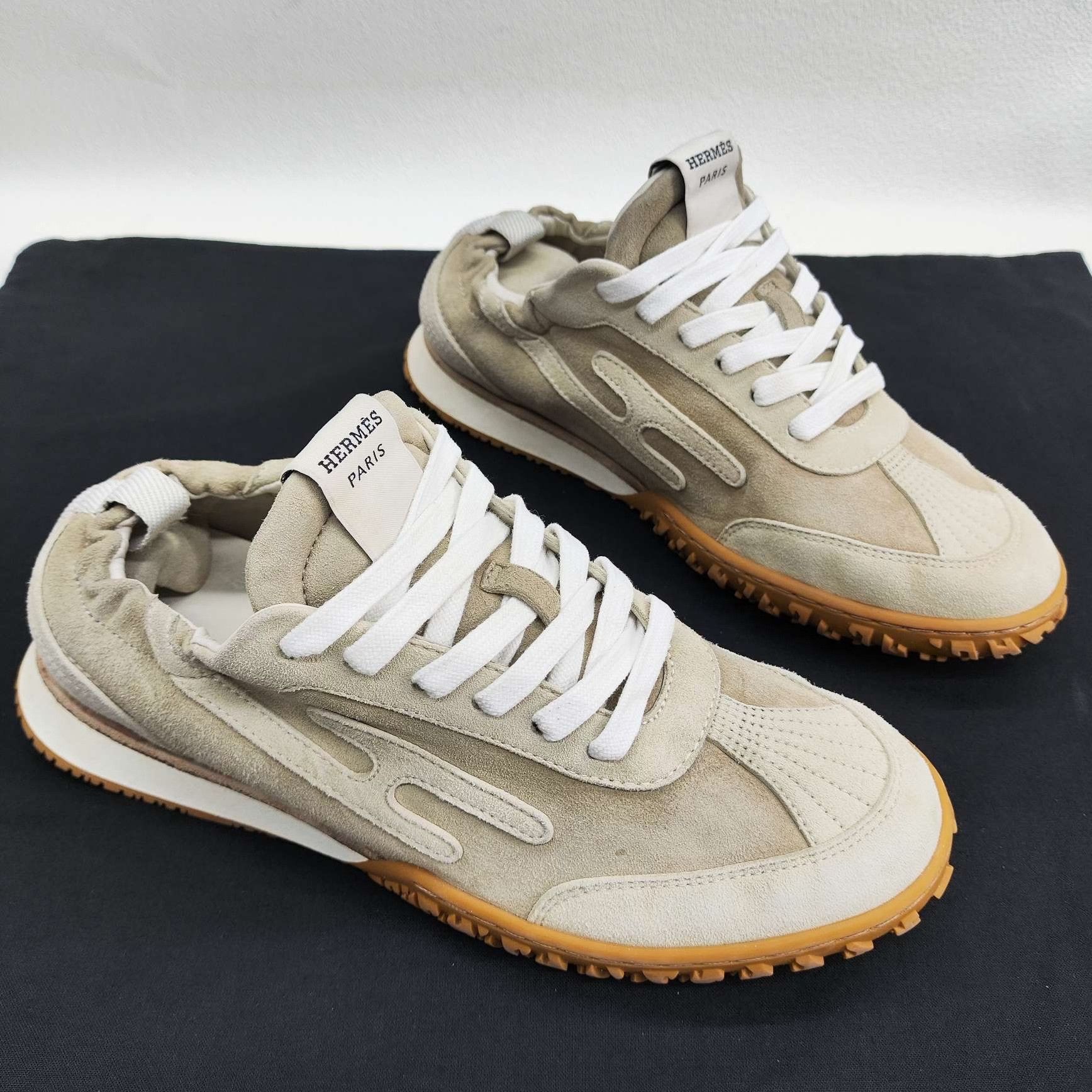 Hermes Hermes Suede Low-Top Sneakers Size 36.5 Size US 6.5 / IT 36.5 - 3 Thumbnail