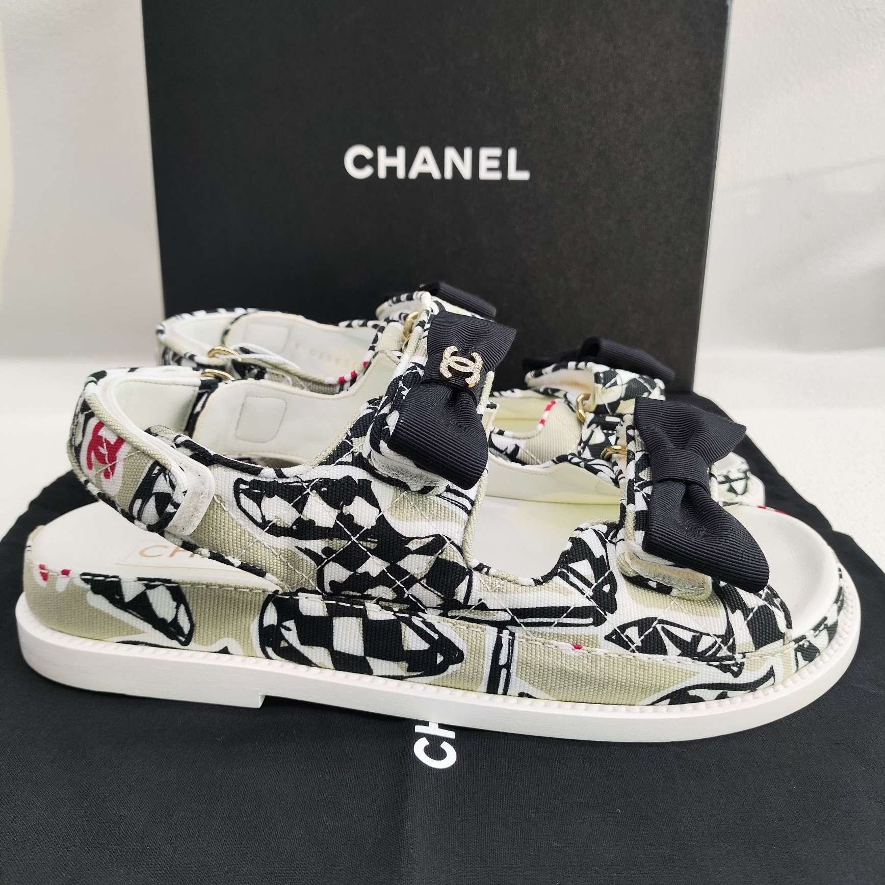 Chanel Chanel Patterned Bow Detail Dad Sandals Size 36.5 Size US 6.5 / IT 36.5 - 5 Thumbnail
