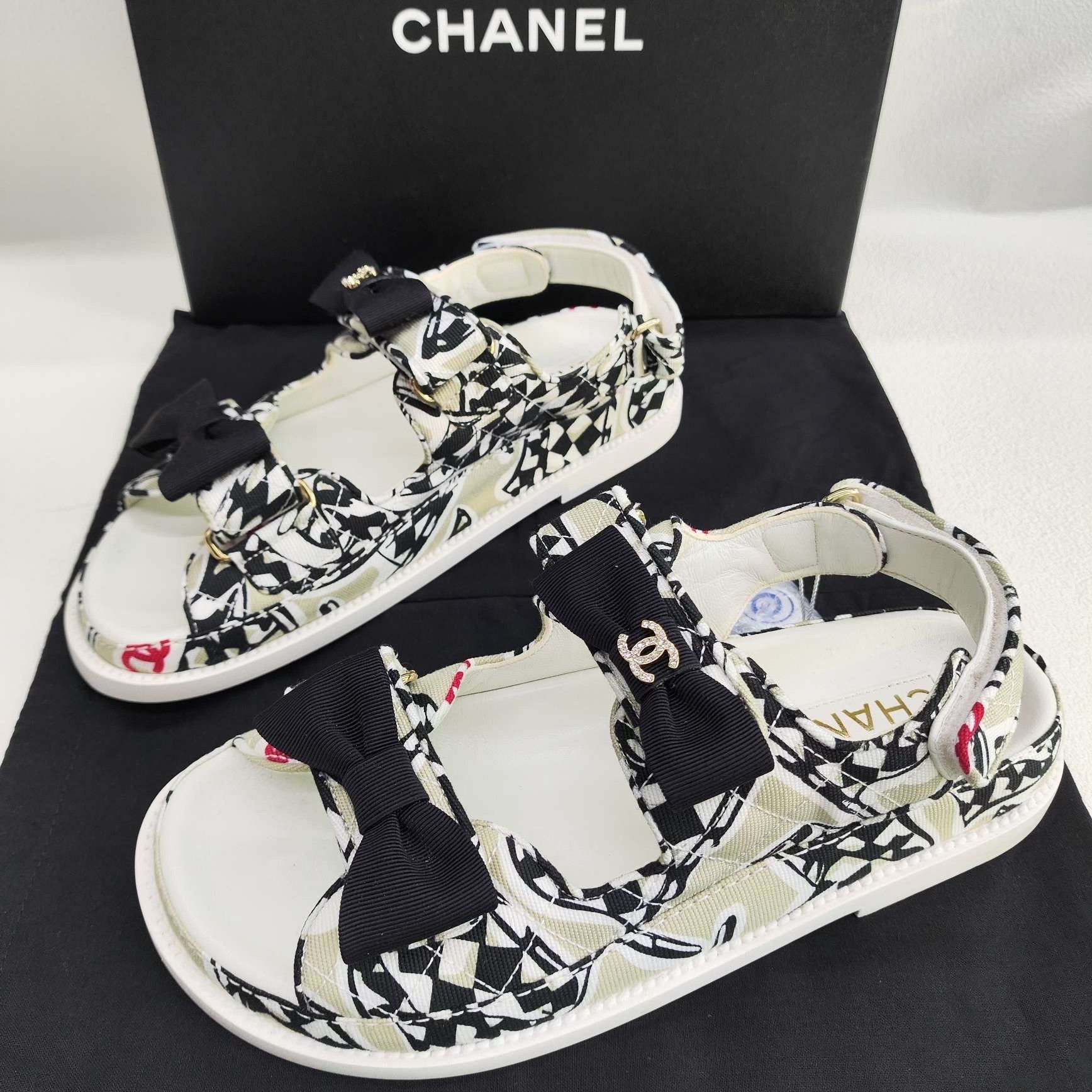 Chanel Chanel Patterned Bow Detail Dad Sandals Size 36.5 Size US 6.5 / IT 36.5 - 2 Thumbnail